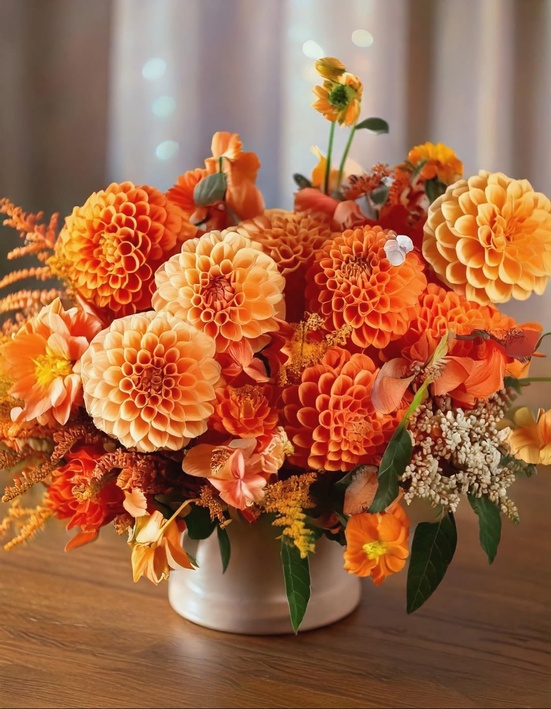 My Sunshine Side My Sunshine Side - Illuminate your space with our vibrant orange dahlia arrangement, a stunning floral masterpiece perfect for any celebration. Ideal for autumn events, festive gatherings, or to add a pop of color to your home decor.