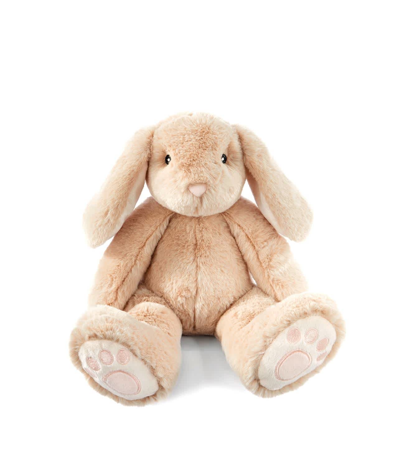 Medium Brown Plush Bunny - This beautiful brown bunny is a made from soft and cuddly materials that your child will love to snuggle with for years. Embroidered eyes &amp; nose makes it a safe friend for all ages. This bunny will be cherished over the years and can be passed on for generations. Spot clean recommended. Polyester