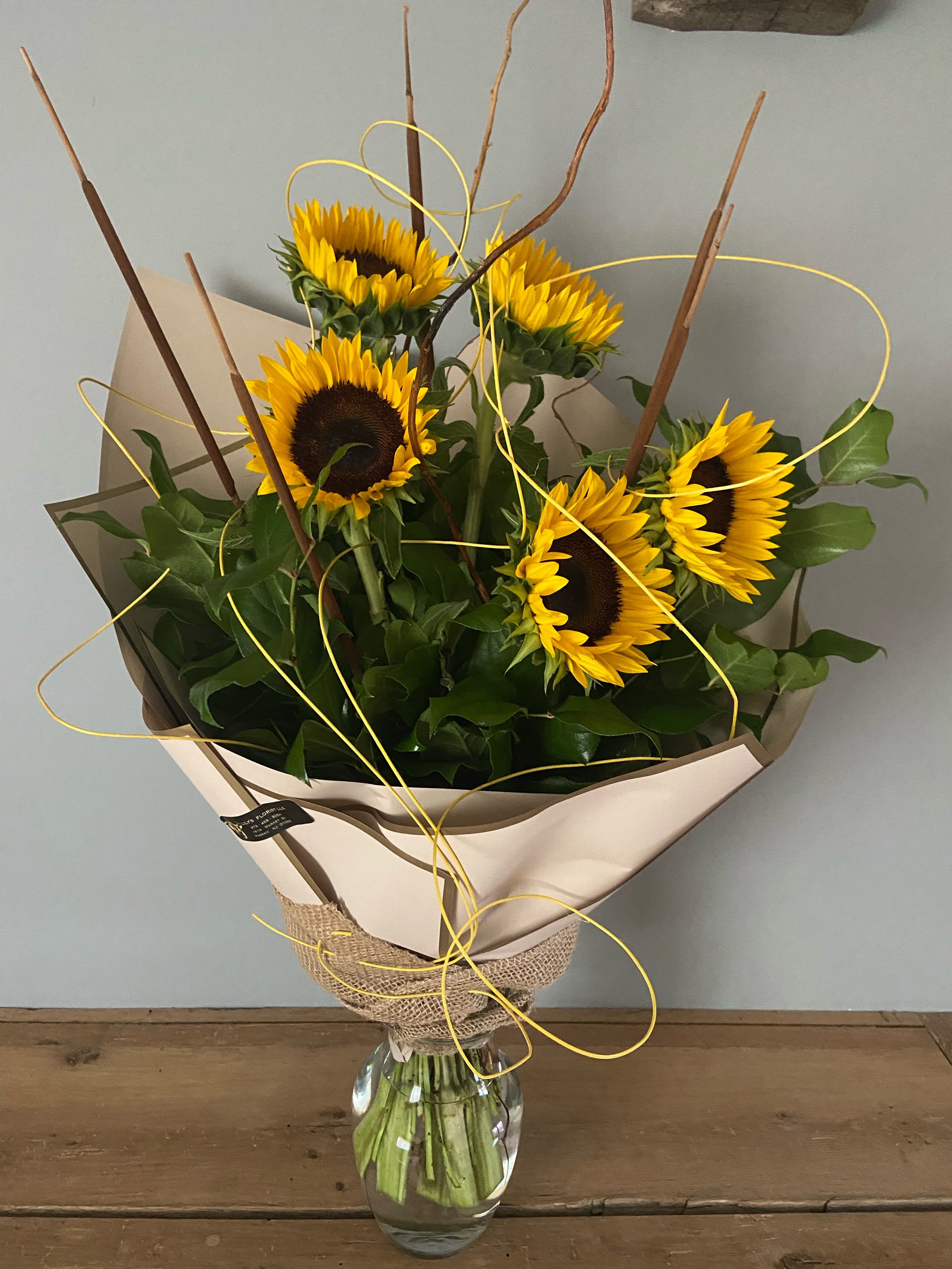 Sunflower Bouquet  - This Sunflower bouquet is perfect for Summer, filled with Sunflowers and fresh greens.