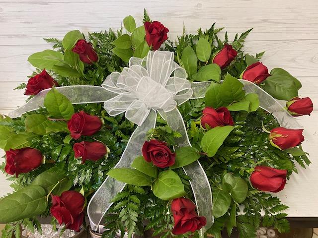 Rose Foot Spray - Foot Spray for inside casket. Script for on bow available upon request