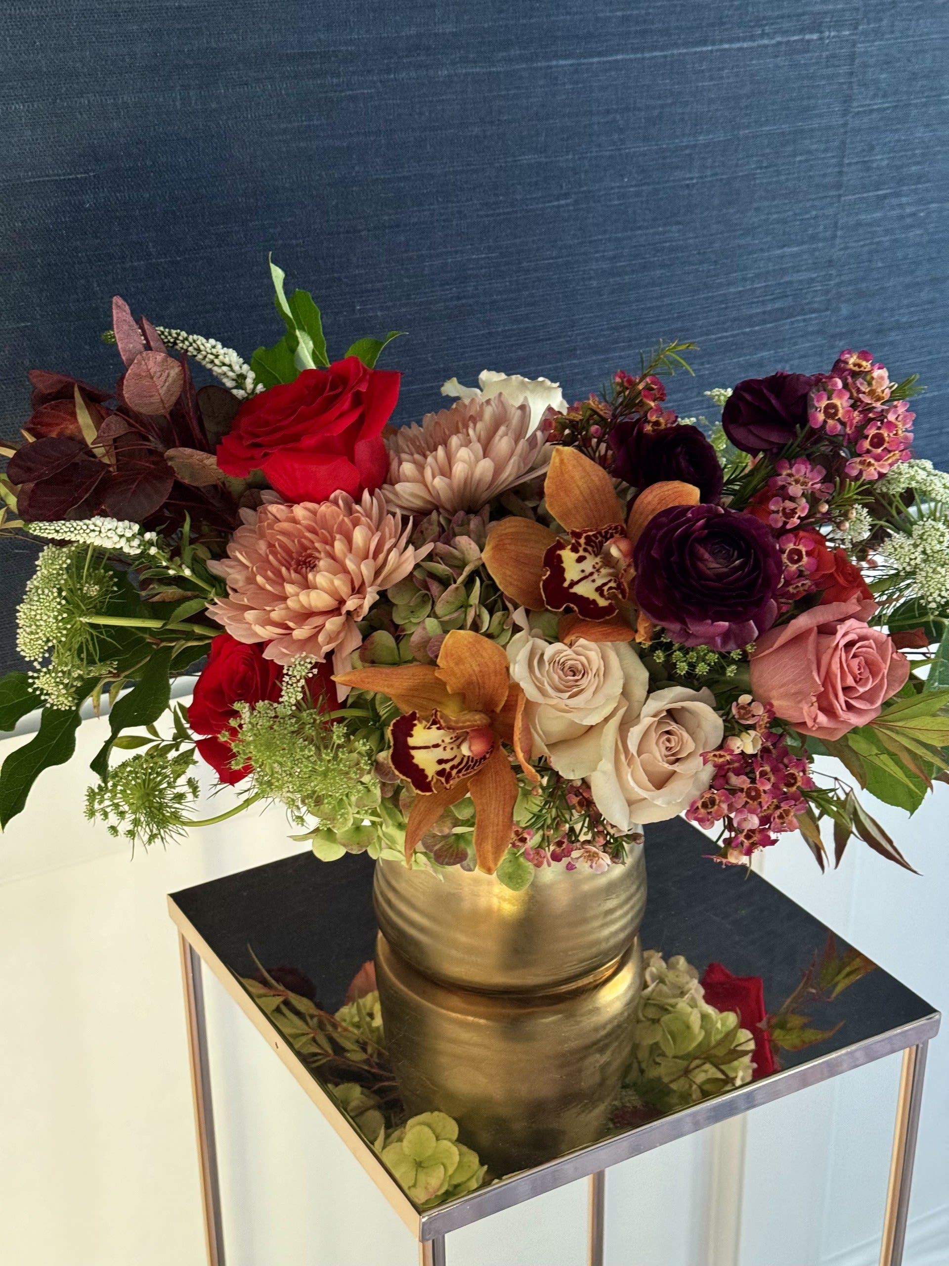 Moody Fall  - A medium sized mixed arrangement with all of Fall's favorite moody colors.