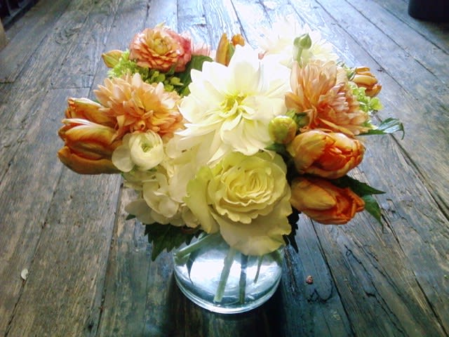 White with other  - An arrangement of mixed blooms, white and some color. A simple palette with an interesting texture. 