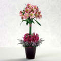  ROSE TOPIARY TREE-   STAGE OR TABLE FLOWER BOUQUET - ROSE TREE- FEATURING ROSES AND OTHER SEASONAL BLOOMS- 