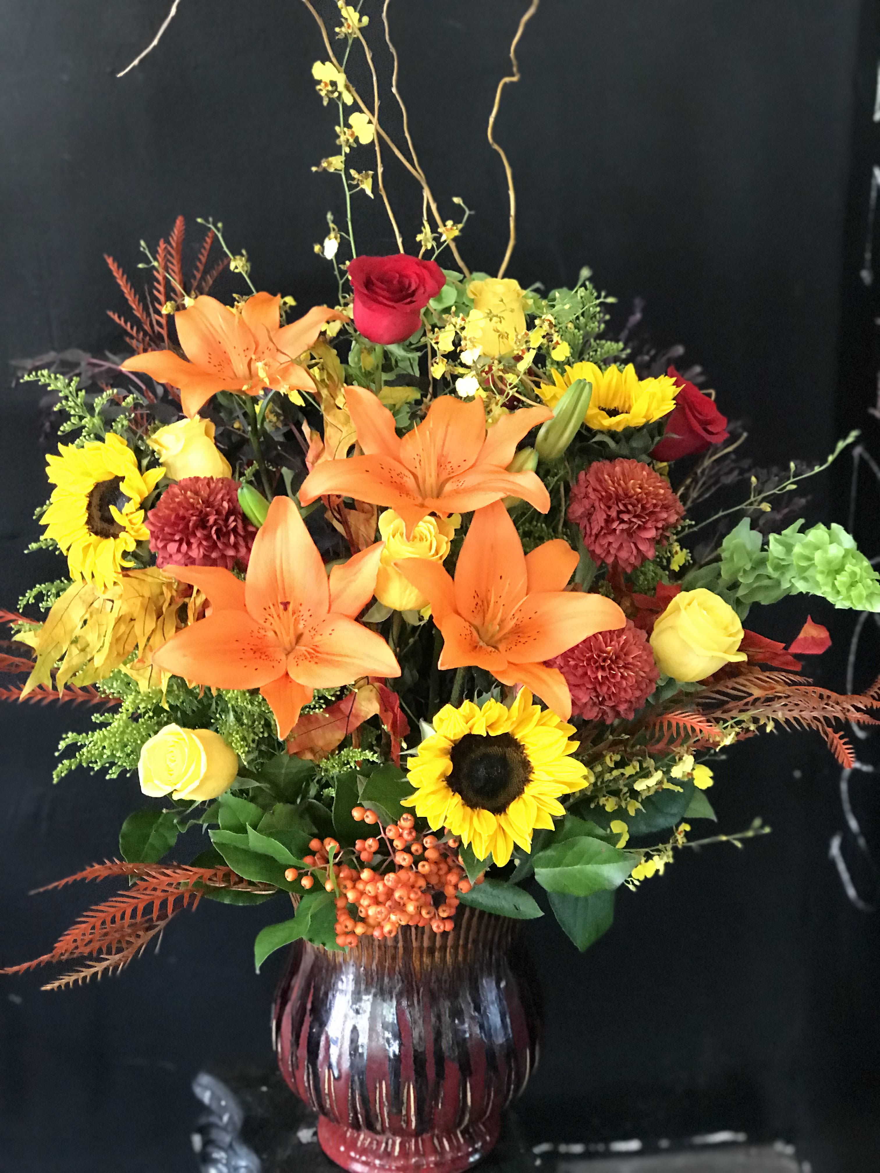 Dreaming of Fall - A deluxe fall arrangement in a vase