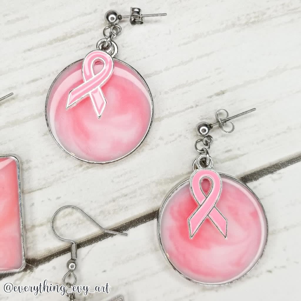 Pink on Pink Breast Cancer Awareness Earrings Pink on Pink Breast Cancer Awareness Earrings