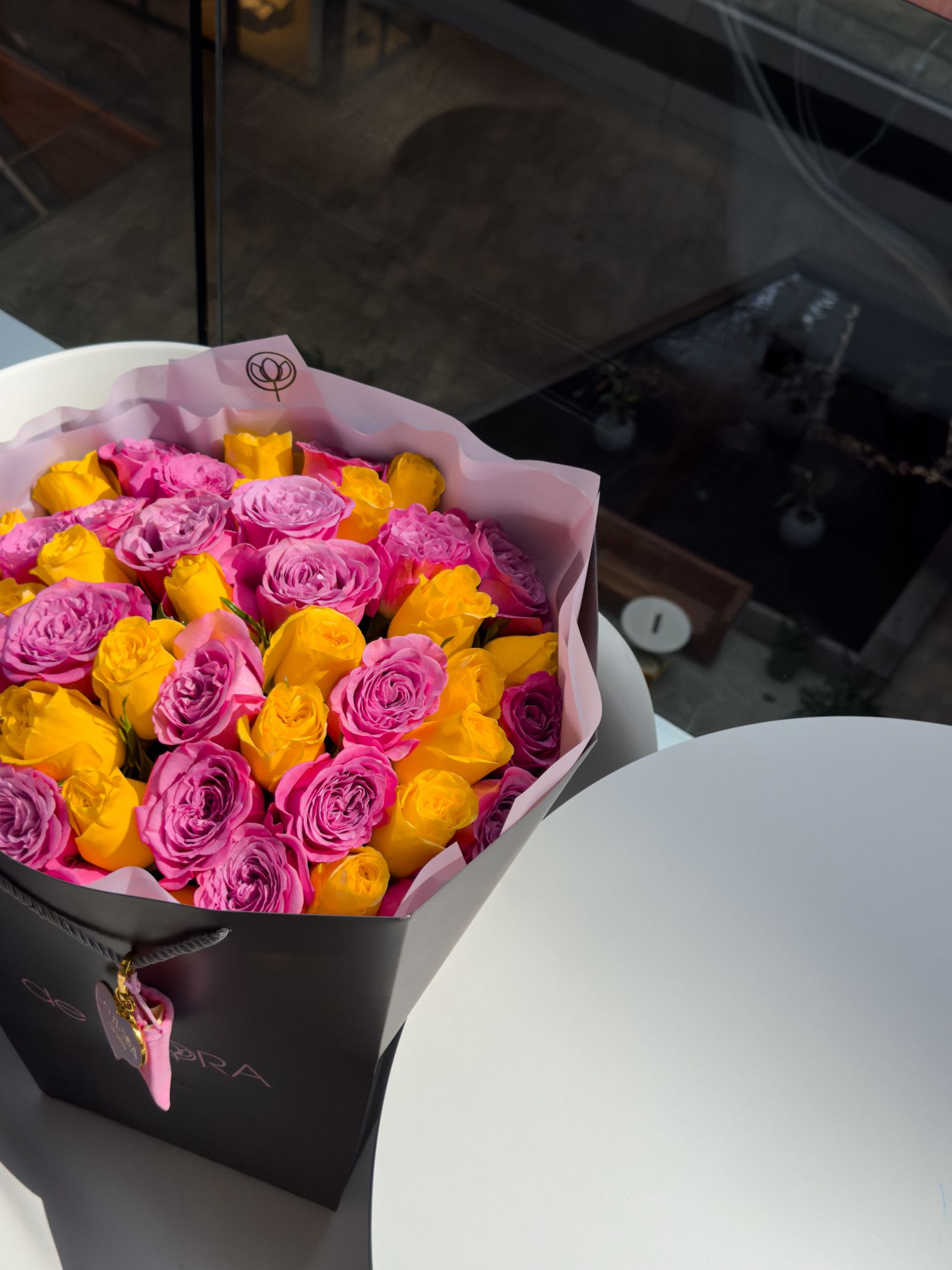 Yellow and purple roses - Bouquet of yellow and purple roses