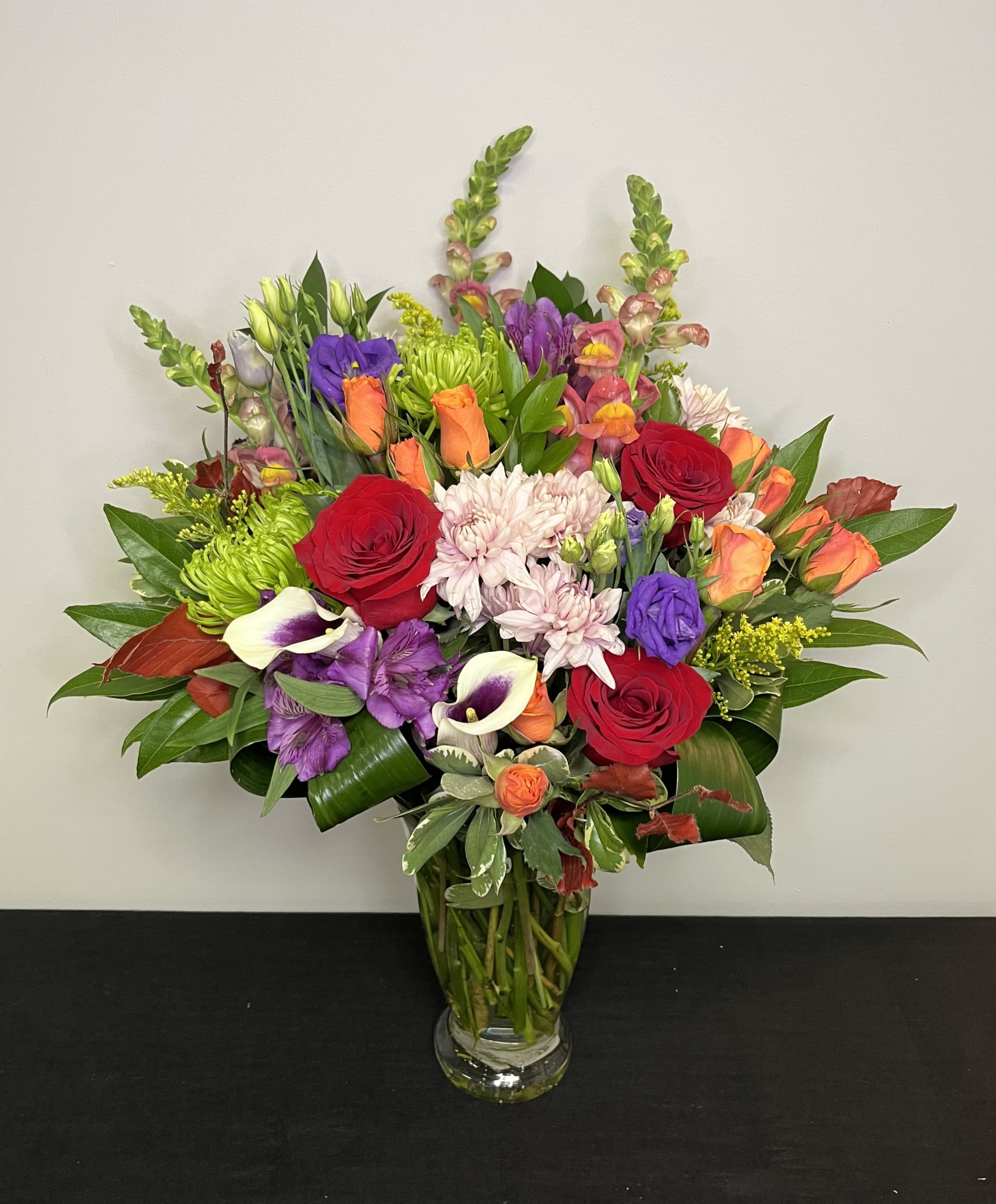 For the Love of Fall by Chasing Petals - Vase arrangement of assorted flowers in rich fall colours, perfect for the fall lover.