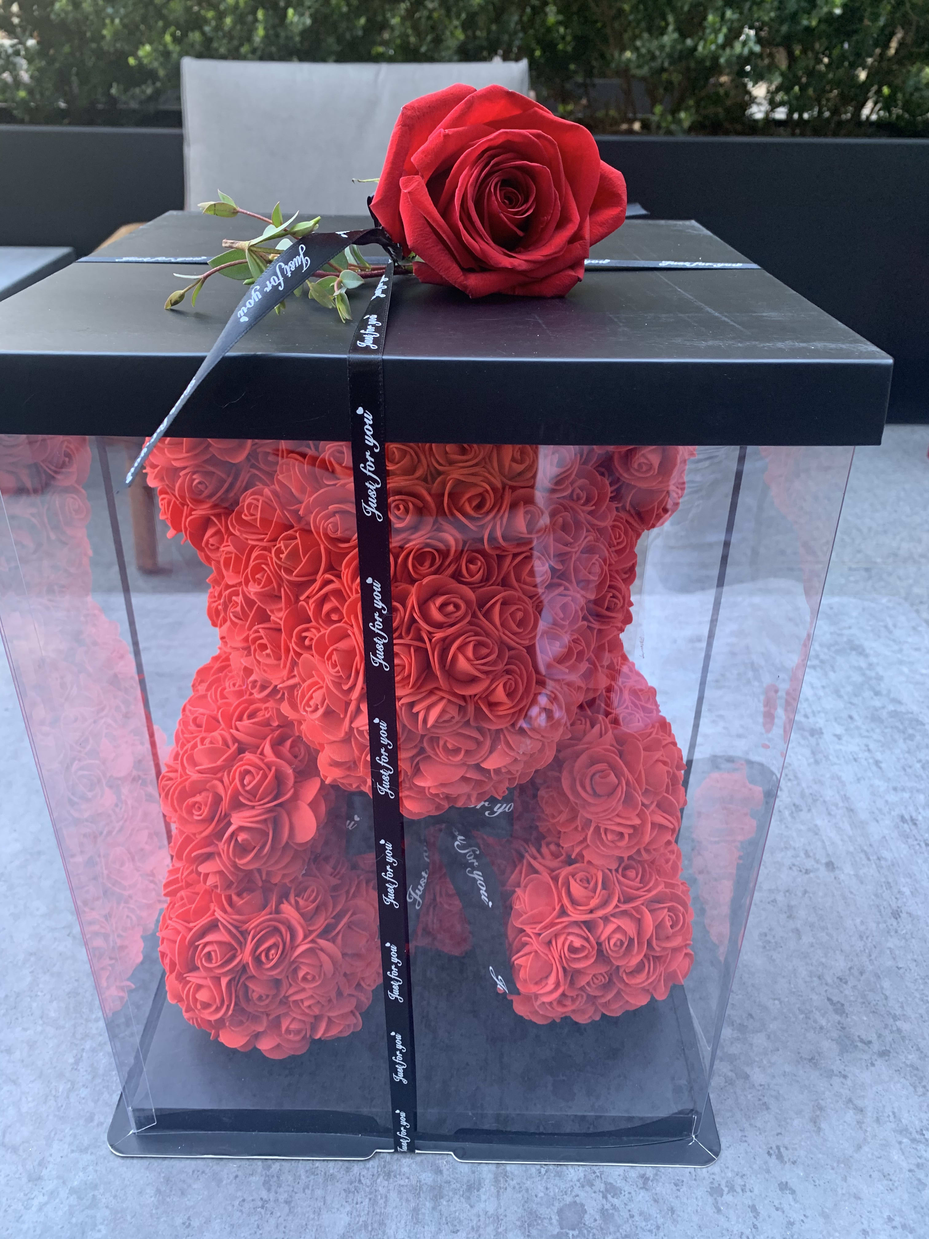 Valentines bear roses on sale
