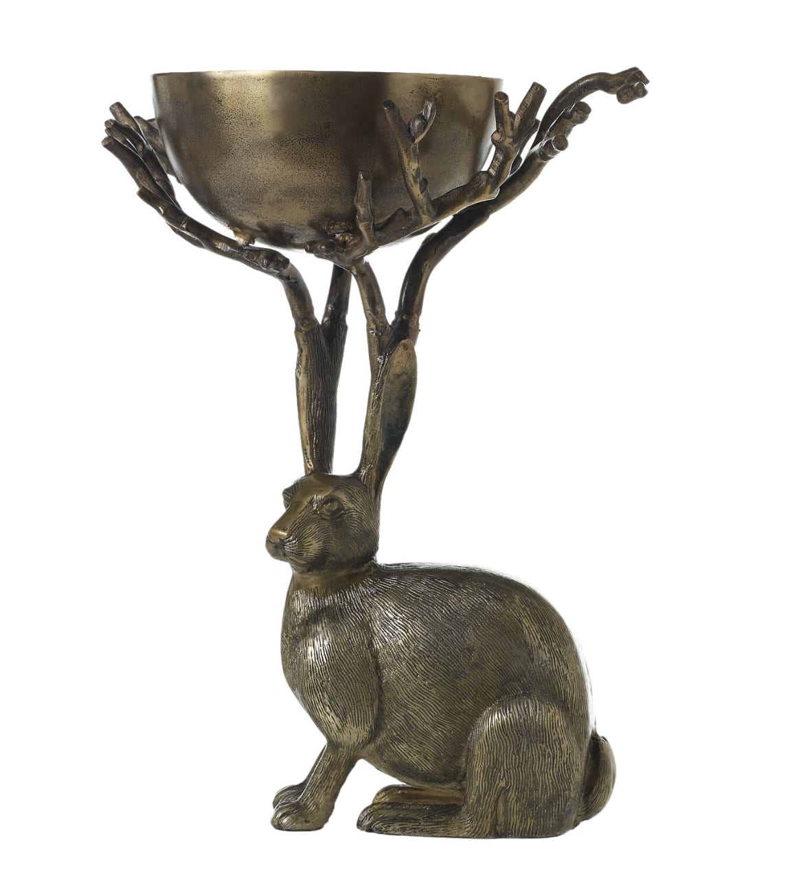 Eric Branch Bowl - With remarkable attention to detail, the Eric Branch Bowl transforms Eric’s iconic form into a sweeping statement piece. Crafted from aluminum with a luxurious brass finish, this bowl is perfect for holiday gatherings or as an elegant centerpiece year-round. The substantial 14 lb. weight and wide 9.5&quot; opening make it ideal for displaying seasonal accents, dried arrangements, or ornamental objects. Measuring 21.0&quot; x 12.0&quot; x 21.5&quot;, the Eric Branch Bowl is both artful and functional. Pair it with Eric or another one of our charming characters to bring a cohesive, storybook charm to your home decor.