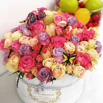 Only You Only You - A bright mix of multicolored roses in a stylish box embodies joy and energy. Each shade complements the other, creating a harmonious and lively composition. A perfect gift for a special occasion or just to lift your spirits!