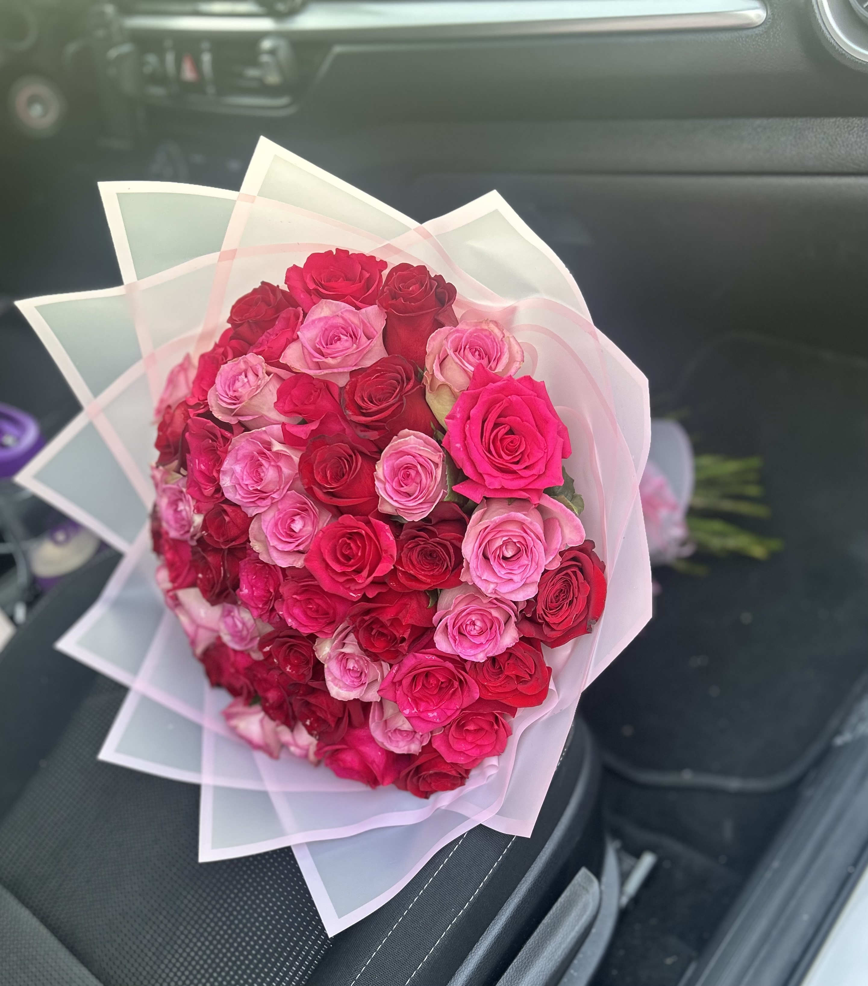Life In Pink - 50 Rose Bouquet - Unique Pinks and Red, Beautiful mixture. All Ecuadorian Roses