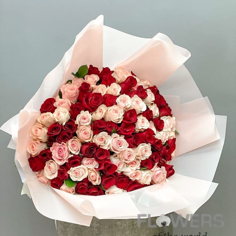 100 Pink and Red Roses Bouquet 100 Pink and Red Roses Bouquet - 100 Pink and Red Roses Bouquet