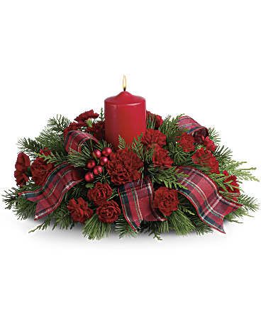 Family Celebration Family Celebration - Don't show up to Christmas dinner empty handed! Charm your hostess, family and friends with this casual Christmas dinner centerpiece that's holiday flowers, a candle and a gift all in one.