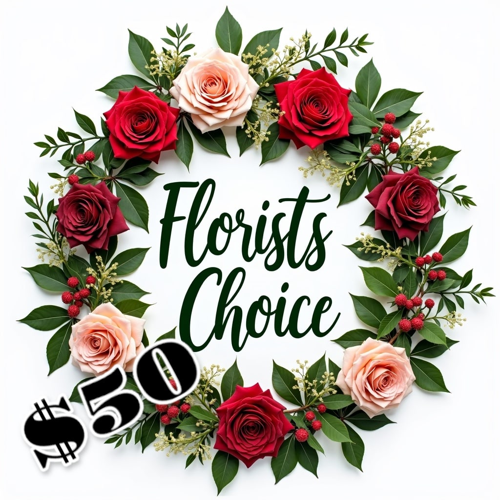 Florist’s Choice $50 Florist’s Choice $50 - Let our florist put together a beautiful bouquet of their choice for you. Each unique vase arrangement is designed locally using the freshest blooms available.