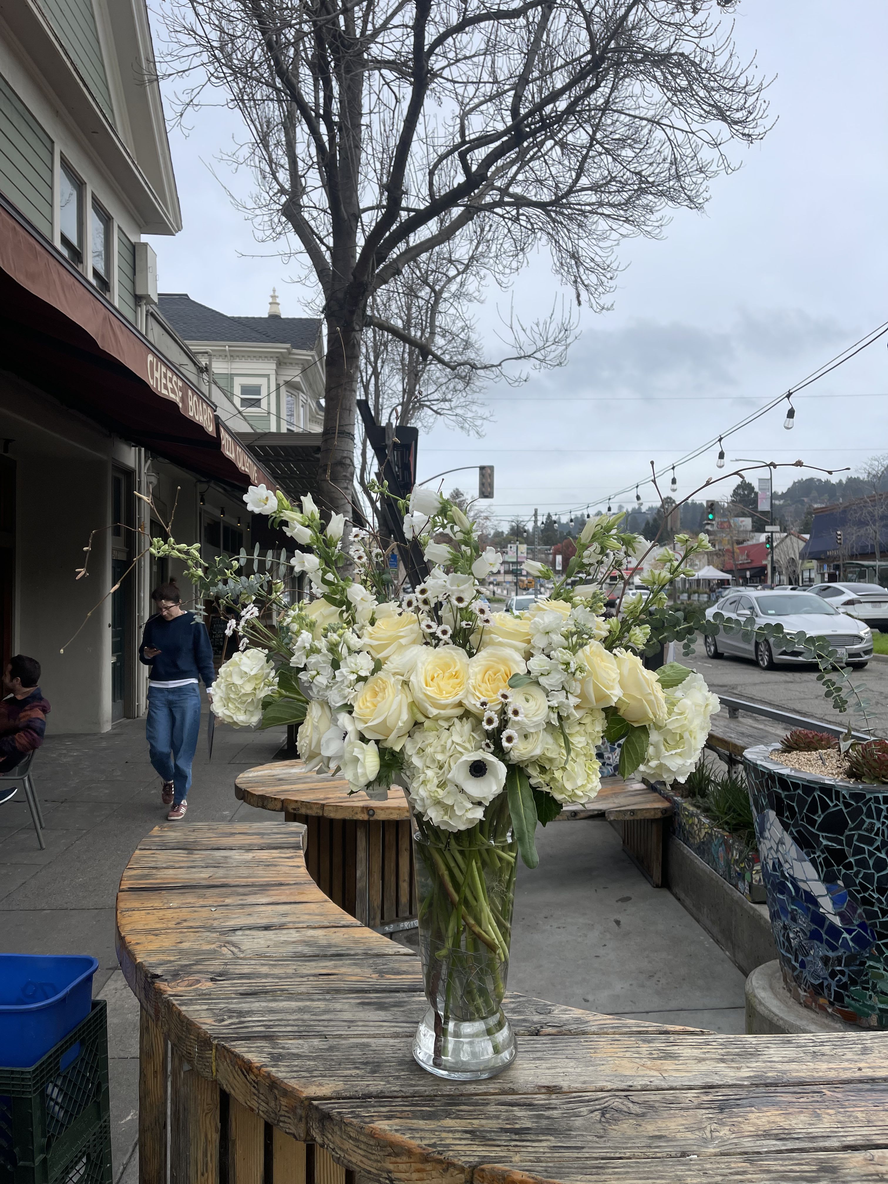 White and off-white - A large size arrangement of white flowers for sympathy 
