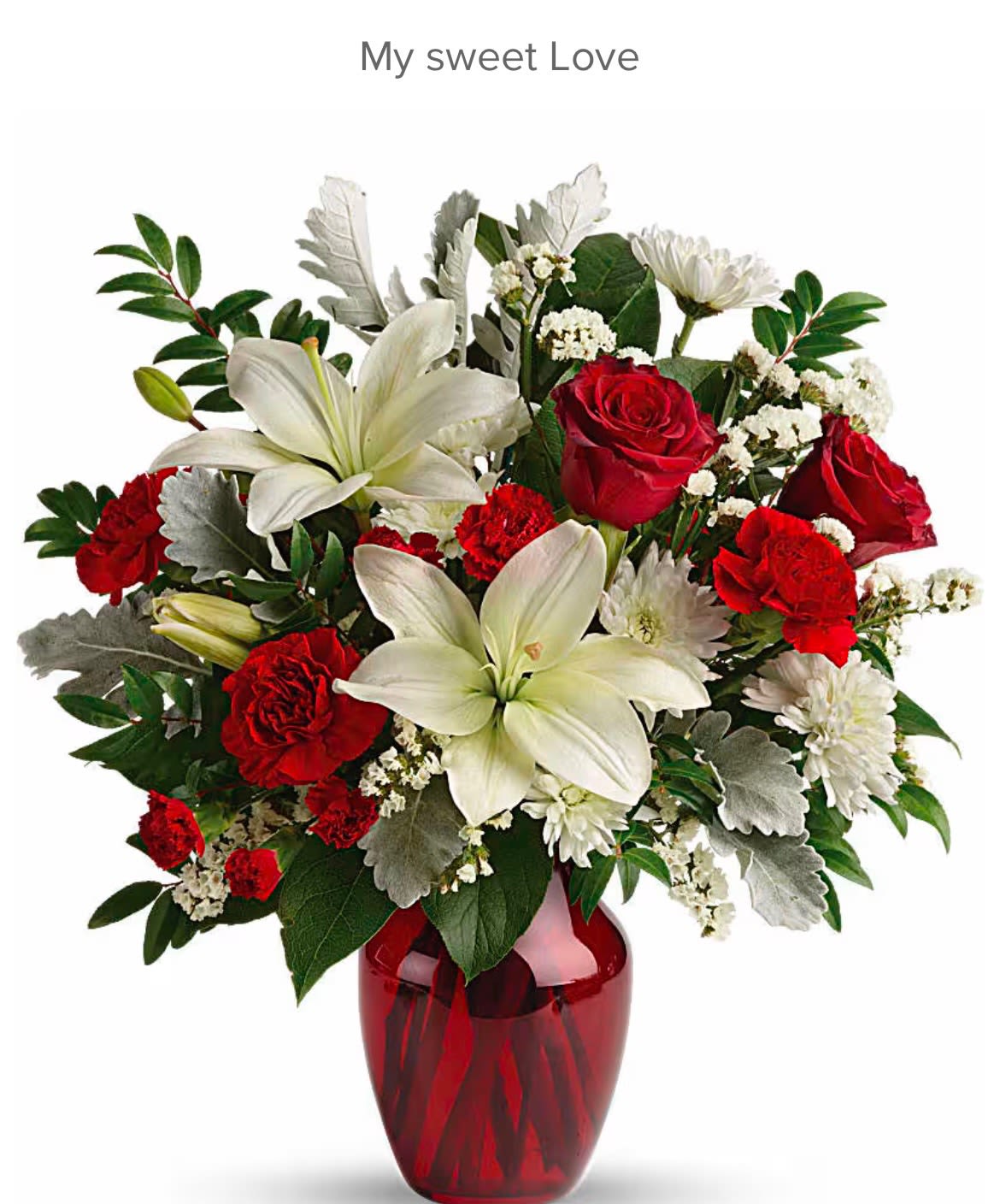 Dance with Me Bouquet - Turn up the heat on your relationship with this sizzling bouquet of carnations and roses in a sparkling glass vase. It makes a spectacular gift for anniversary or any loving occasion. 