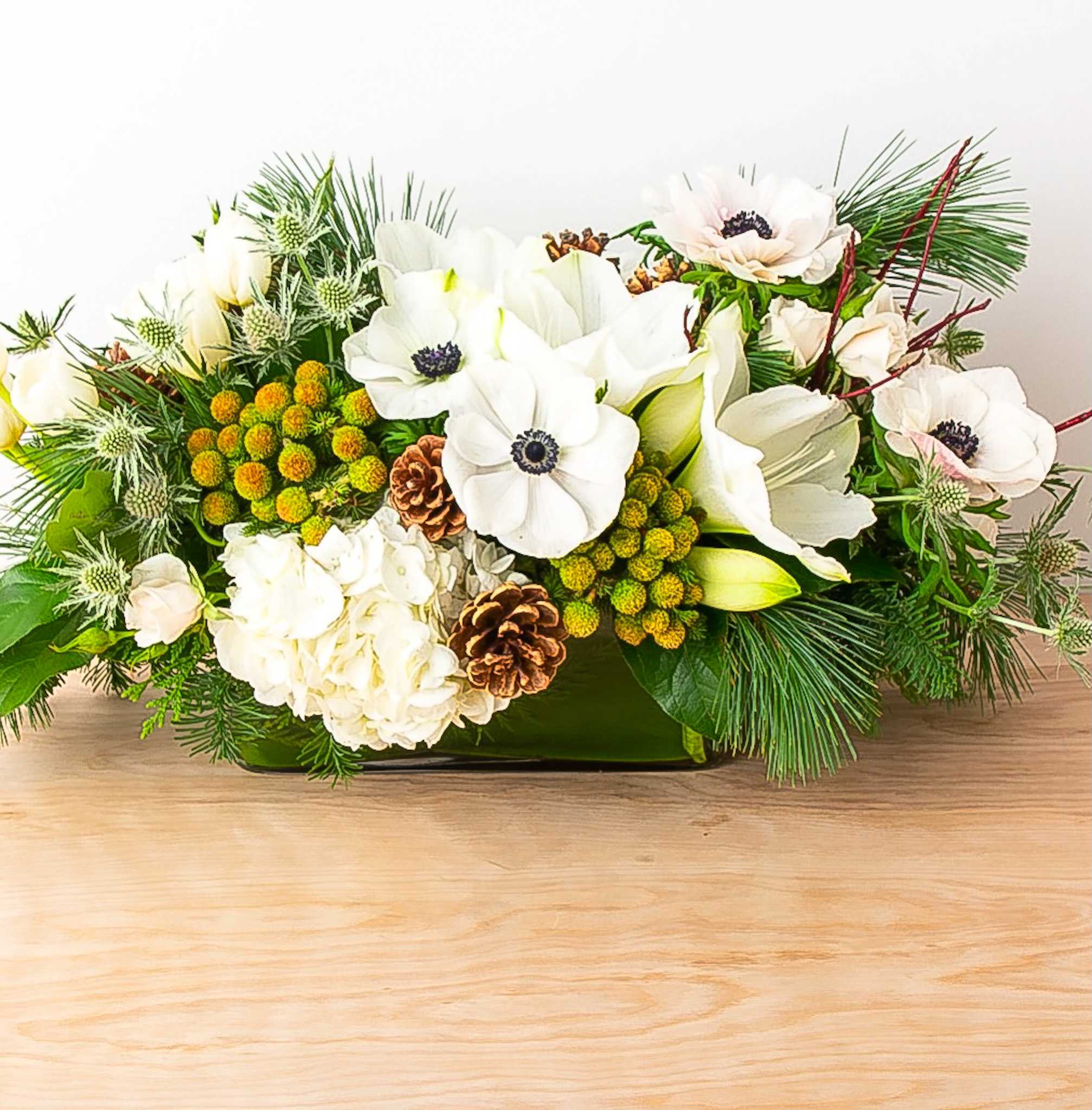 White Green Christmas Arrangement - Standard - Your order will be arranged approximately as shown on our website
