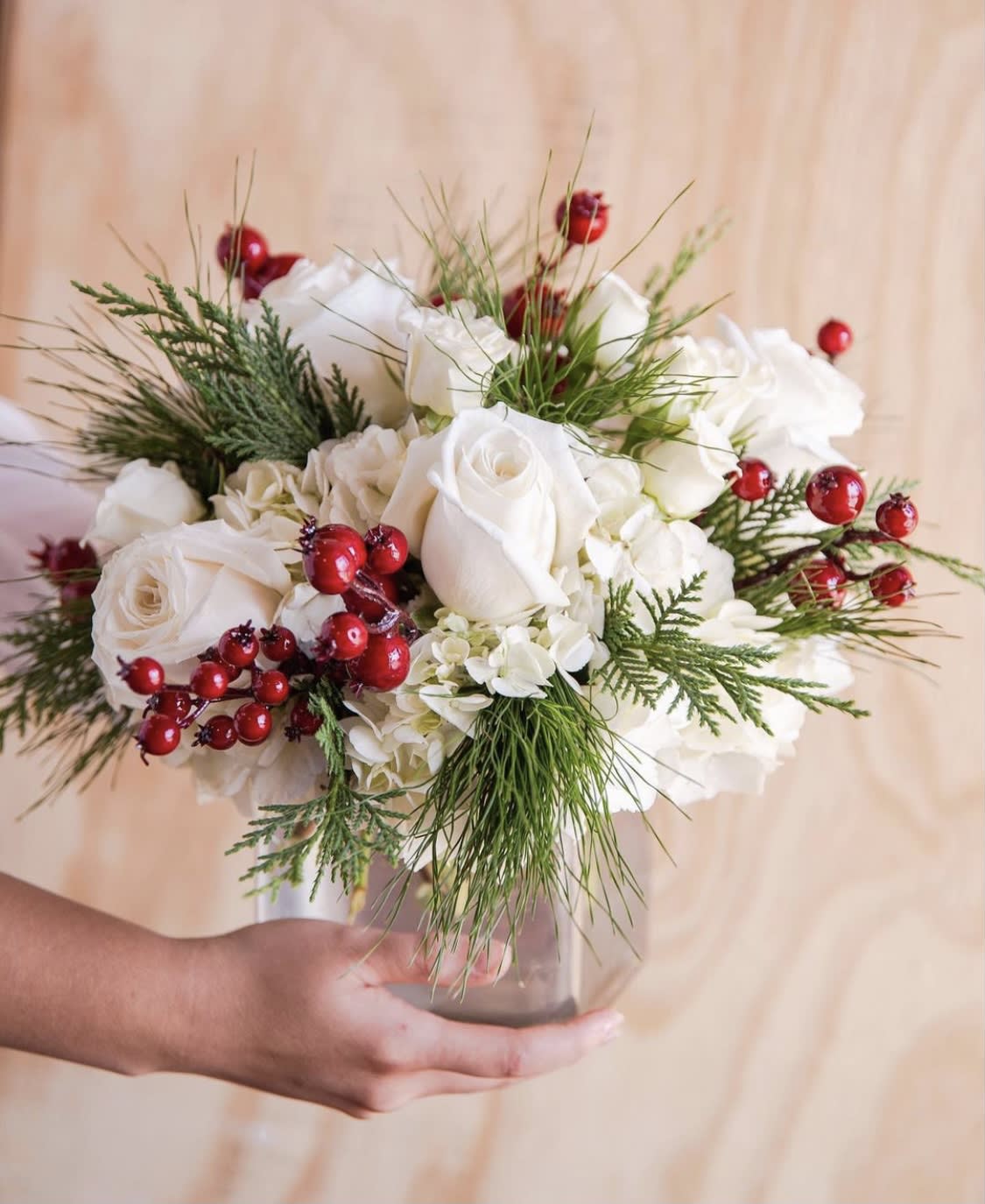 Elegant white holiday arrangement Elegant white holiday arrangement - Standard- Your order will be arranged approximately as shown on our website.