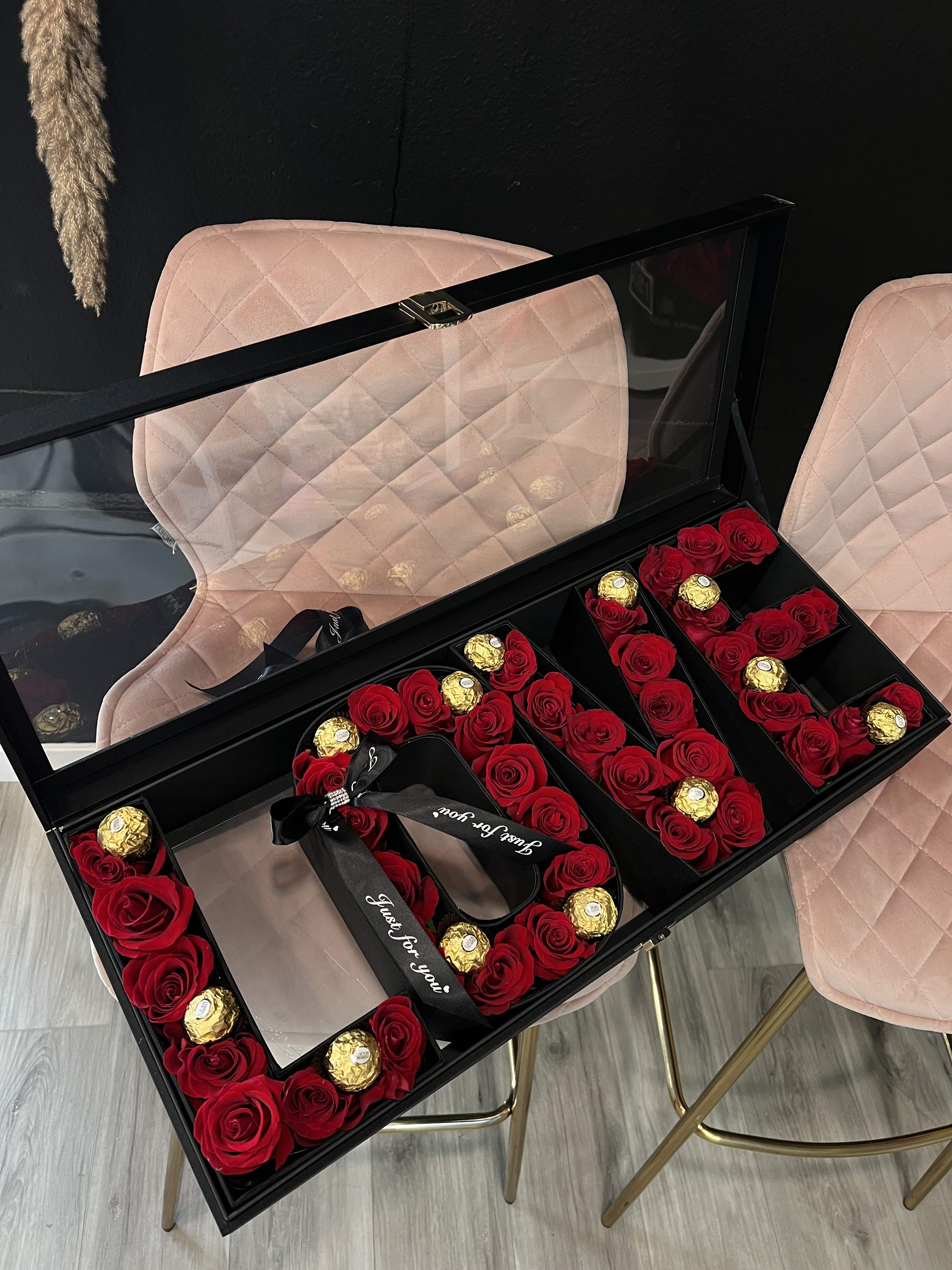 nice red roses with chocolate  - LOVE 