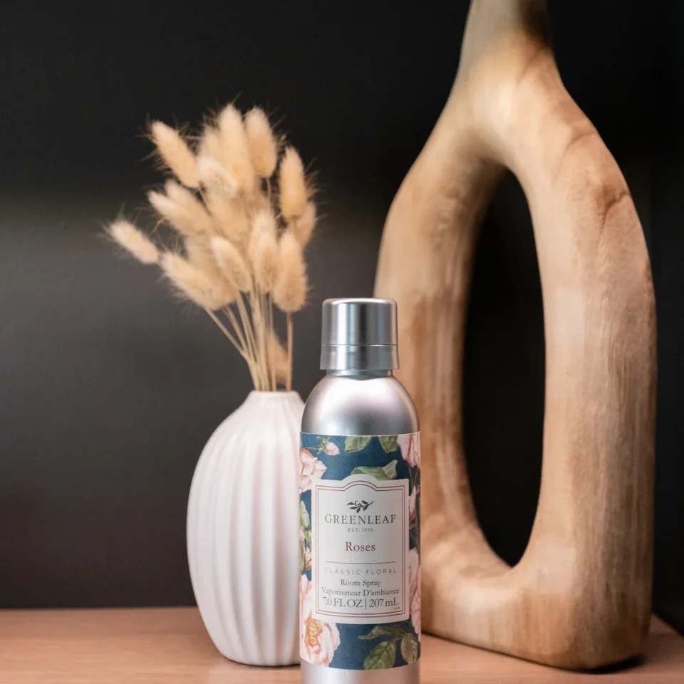 Roses Room Spray Roses Room Spray - Enjoy an instant burst of your favorite Greenleaf fragrance with just one spray! Our Non-Aerosol Room Spray is perfect for fragrancing bathrooms, bedrooms, and every room in between. What Makes it Special: Beautiful fragrance created in-house by a team of professional perfumers Non-aerosol Fragrance: Roses Fragrance Family: Floral Fragrance Description: Fall in love all over again with the true scent of Roses that embodies romance and passion. Use and Care: Shake well before use Spray mist directly into the air to refresh your space