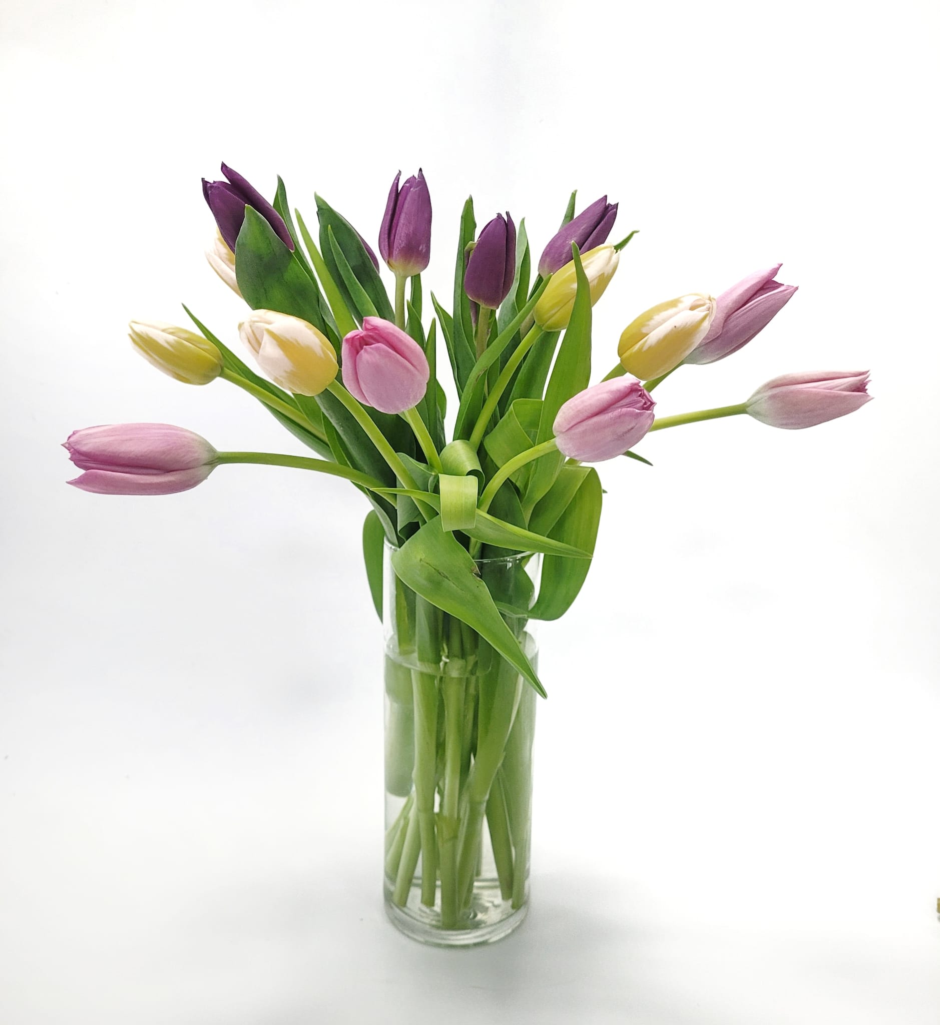 Rainbow and Love Rainbow and Love - Mix of 20 rainbow tulips created for the most beautiful woman. The bouquet pictured reflects our original design for this product. While we always try to follow the color palette, we may replace stems to deliver the freshest bouquet possible, and we may sometimes need to use a different vase. We have a simple goal – delight our customers with flowers that are high quality, fresh, and beautiful. While we may occasionally need to substitute for color or flower variety, we promise that the blooms you receive will be fresh and wow you or your gift recipient.