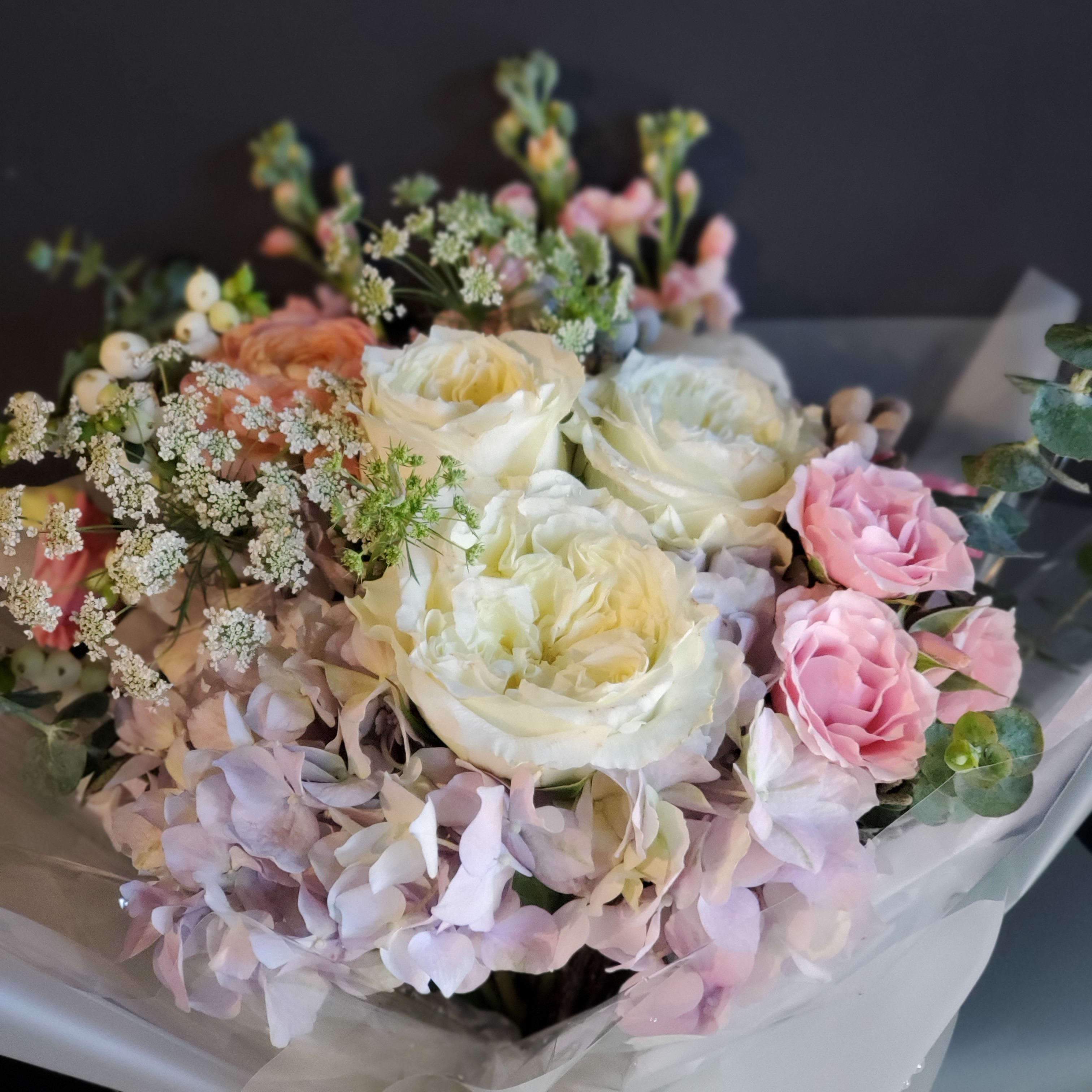 SG-34 *** Designer's Choice Handtied Bouquet *** - This is for your very special person who has too many vases. :-)  *** Please note that this is a &quot;Designer's Choice&quot; hand-tied bouquet. ***  If you want us to make a bouquet with a particular color theme or types of flowers, please don't forget to leave a note for our florist.