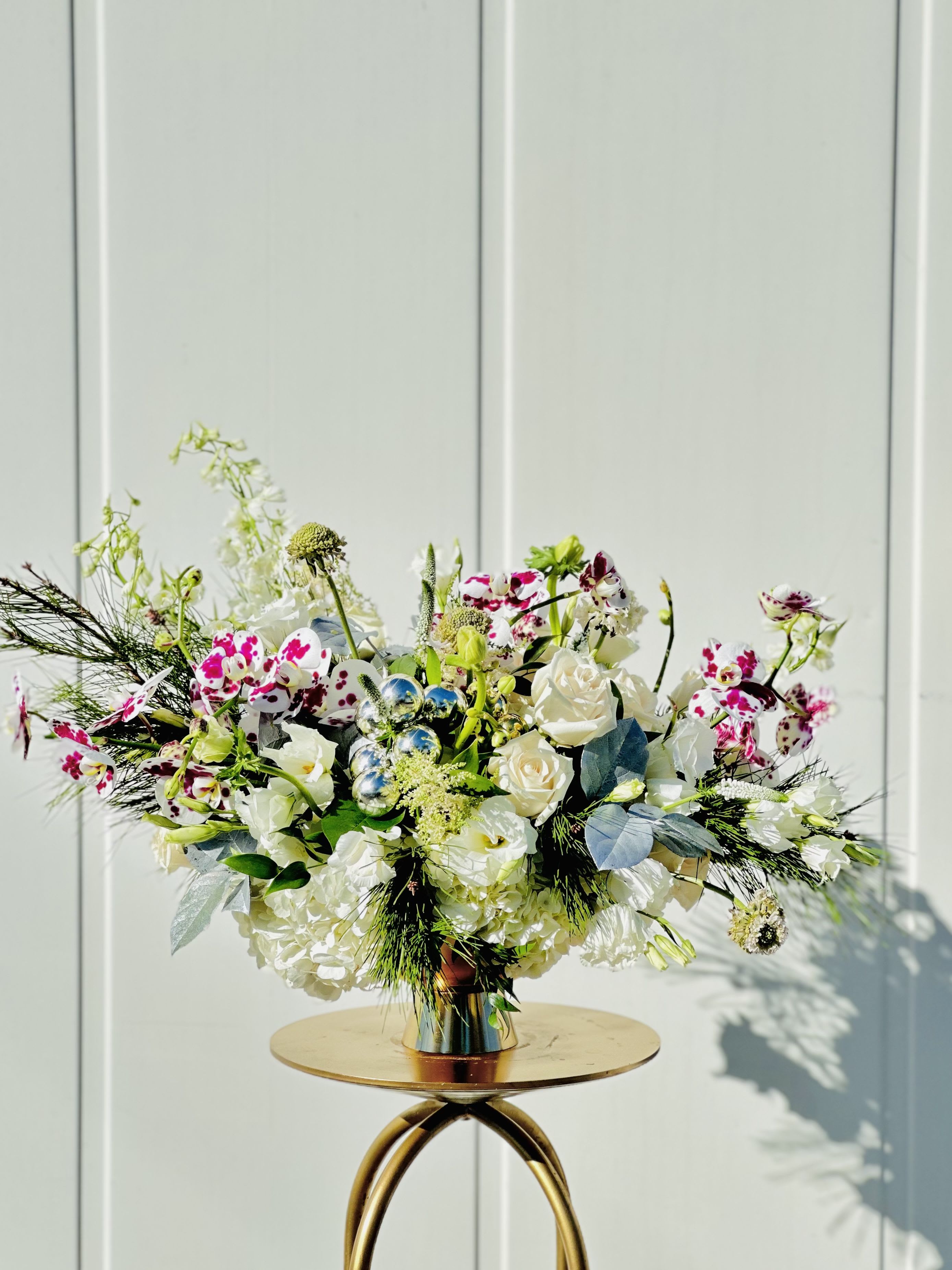 ETHEREAL CHRISTMAS - Light and airy florals make this a beautiful Holiday floral gift.  Can be used as a centerpiece or on a buffet.  