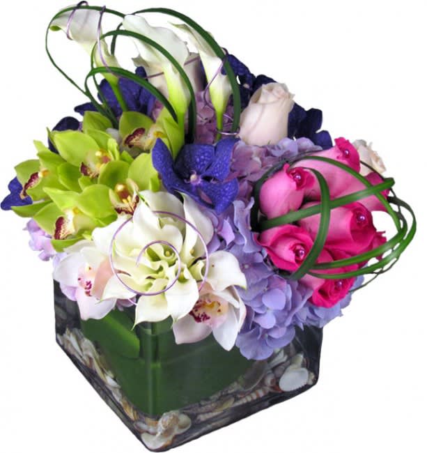 Signature Palazzo del Te Signature Palazzo del Te - Your loved ones deserve only the best, transform any home into a palace with this floral masterpiece. Striking, unique flowers hand-picked and creatively arranged by our designers. Our exclusive Signature Palazzo del Te features premium Hydrangeas, Ecuadorian Roses, exotic Cymbidium and Vanda Orchids, Mini Calla Lilies and Lily Grass. Standard size is approximately 16in (W) x 16in (H). Deluxe version features more premium blooms gathered in matching colors and larger glass vase. Standard - As Pictured - Signature Palazzo del Te Bouquet - 8in Cube Vase Deluxe - Jumbo Size - Signature Palazzo del Te Bouquet - 8in Cube Vase Please Note: This is a special order floral arrangement. Place your order online and allow at least one business day for special order processing. Care Tips: Place your bouquet in a cool location. Don't put the arrangement in direct sunlight, near heating or cooling vents, in drafty places, directly under ceiling fans, or on top of televisions or radiators. Check water level daily, keep the vase full with clean water. Change water every 2-3 days and apply a sharp fresh cut to the stems. This process will insure extended flower's life span.