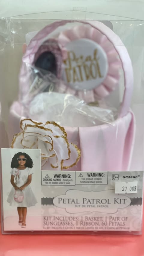 &quot;Petal Patrol Kit - This adorable &quot;Petal Patrol&quot; kit includes a charming pink basket, a pair of stylish sunglasses, a decorative ribbon, and 60 petals, making it perfect for flower girls or special occasions. Designed for fun and elegance, it’s ideal for weddings or any memorable celebration.
