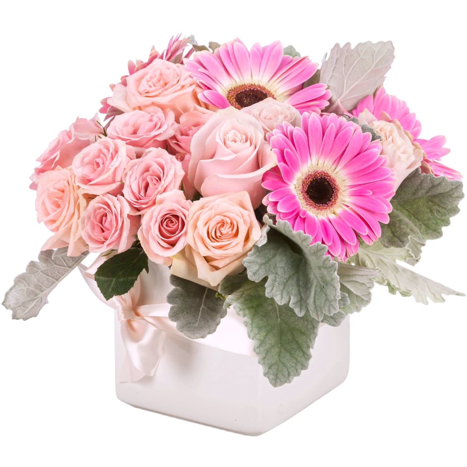 Little Dreamer by BloomNation™ - The perfect arrangement for welcoming a baby girl into the world or celebrating a birthday. Send this soft and sweet arrangement to somebody as lovely as the flowers!  DETAILS Pink roses, spray-mini roses, gerbera daisies and greenery.  VASE INCLUDED Orientation: All-Around Item #NF-422  FLORIST-TO-DOOR Same day flower delivery on most orders placed online by 12 pm or 10 am on weekends PST.  BLOOM DETAILS Roses Spray Roses Gerbera Daisies Greenery  The Standard Arrangement is approx. 12&quot; D x 10&quot; H. The Deluxe Arrangement is approx. 12 1/2&quot; D x 10 1/2&quot; H. The Premium Arrangement is approx. 13&quot; D x 11&quot; H.  How to place an order? 1. You can place an order directly on this secure website OR 2. You can call in your order by dialing: (323) 262 - 9238 OR 3. You can visit our store (appointment recommended 323.262.9238)  NINFA'S FLOWERS 2405 WHITTIER BLVD. LOS ANGELES, CA. 90023  ATTENTION: *Please note that on busy holidays, Valentine's Day, and Mother's Day, we cannot verify if the recipient received the flowers until the following day. You can verify delivery on the website after 10:00 pm, call 323.262.9238 the following day after 10:00 am, or contact the recipient directly. Thank you for your patience and understanding.