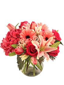 Embraceable Embraceable - Beautiful mix of fresh cut flowers with lillies, roses, gerbera daisies and more. Wonderful floral design for any occasion including anniversary, birthday, valentine's day or just because!