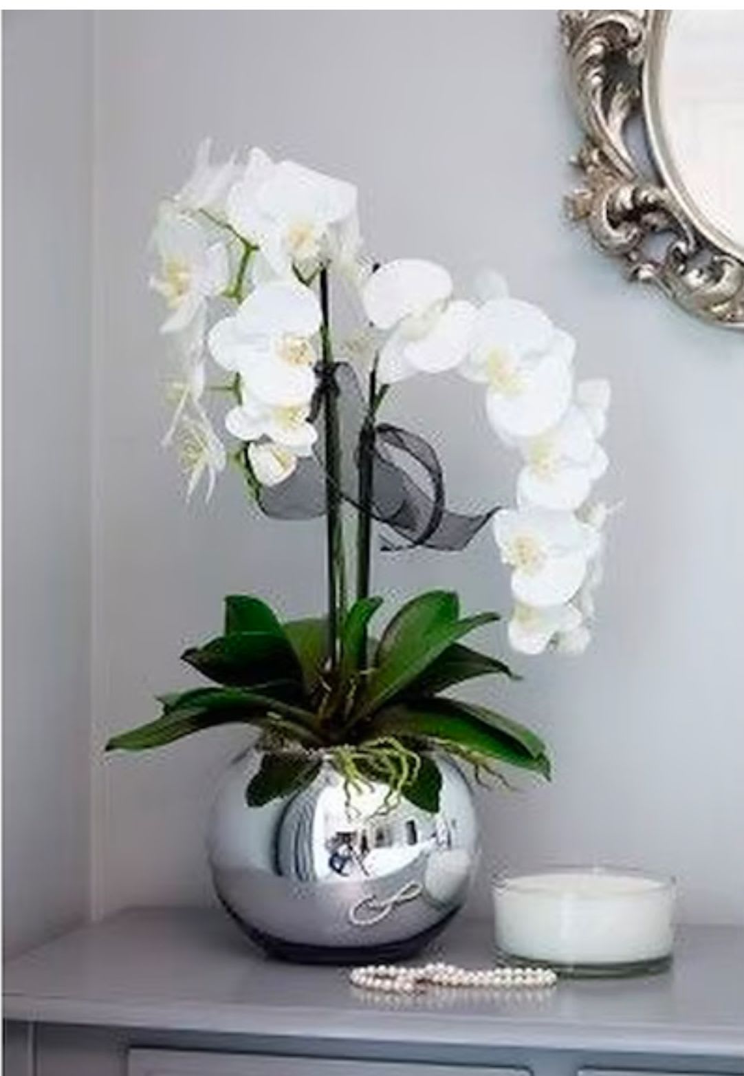 Silver Angel Orchid - Beautiful orchid in a silver ball in 2-3-4 different orchids depending on standart, deluxe or premium  