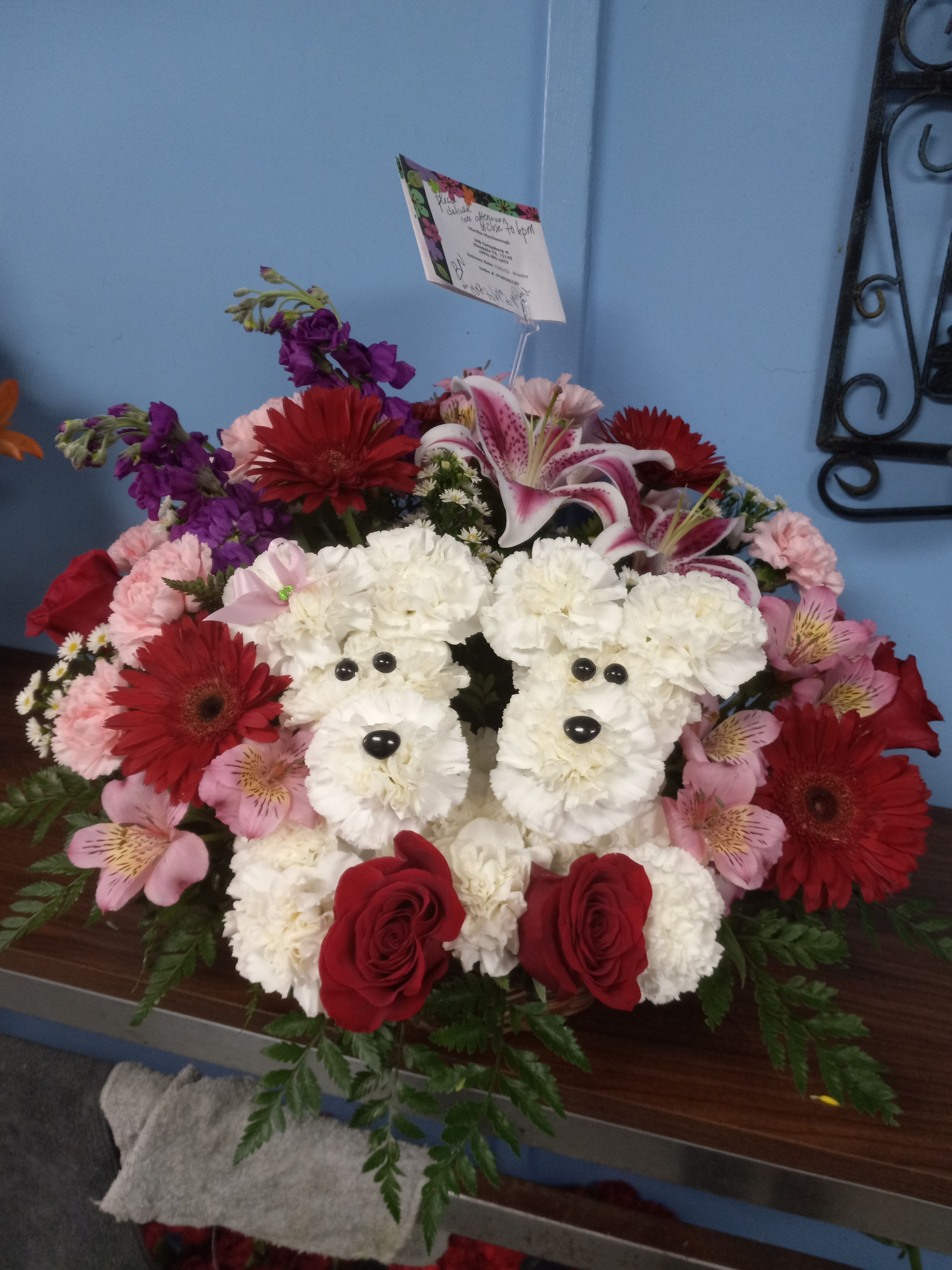 Mr and Mrs PUPPY LOVE - Make someone smile with this arrangement that represents the love between the 2 of you together.