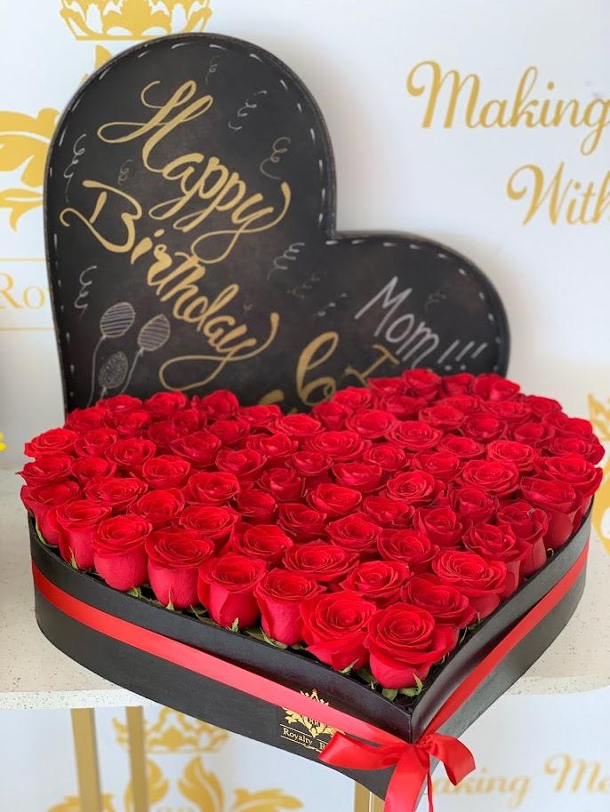 Heart #4 Full of Red Roses - Indulge in the ultimate expression of love with our Heart #4 Full of Premium Red Roses. This stunning arrangement boasts a beautiful heart-shaped design filled with vibrant red roses. Let the romantic symbolism of these roses showcase your deepest passion and devotion. Perfect for special occasions or to simply show someone how much they mean to you.