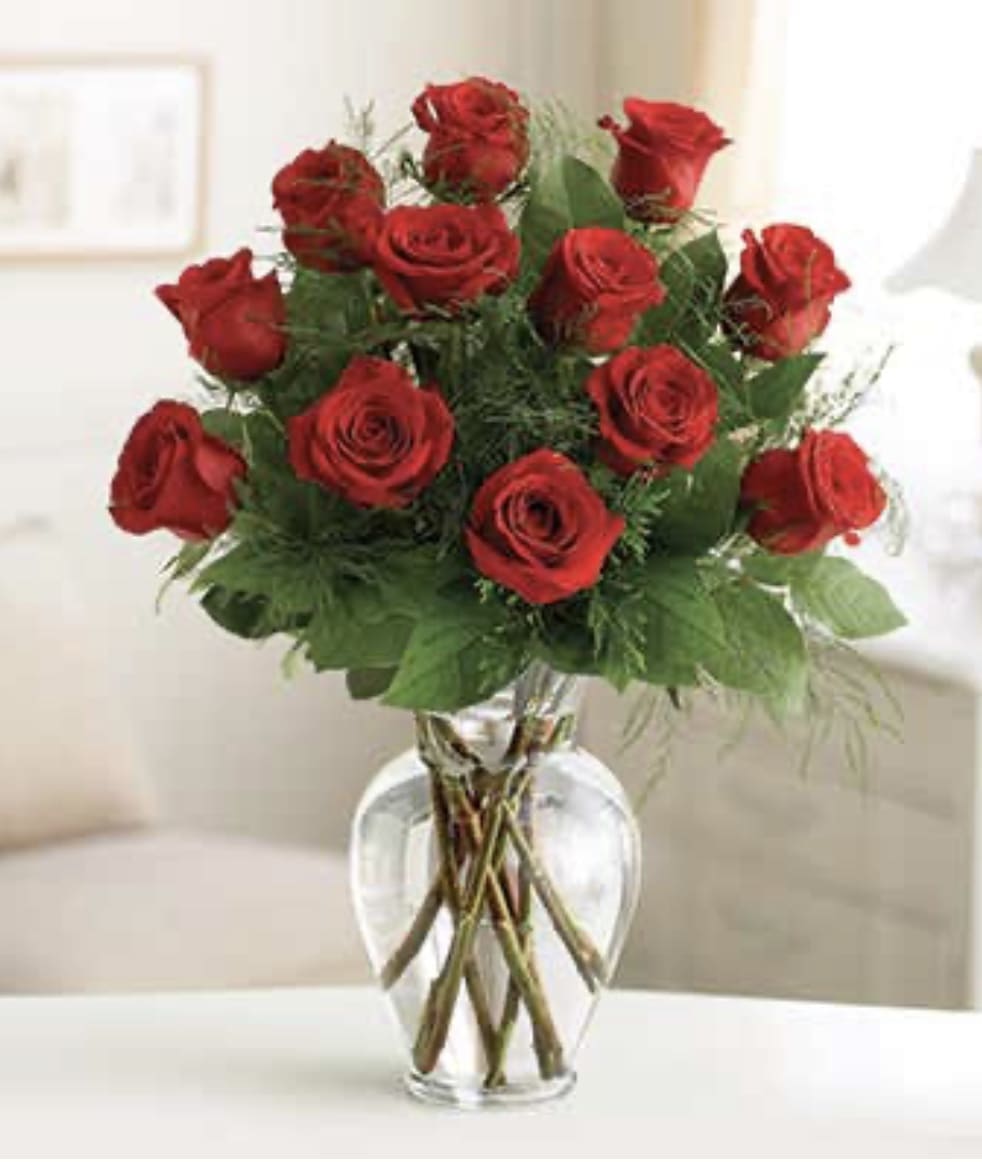 Be My Valentine - 1 Red Roses in vase