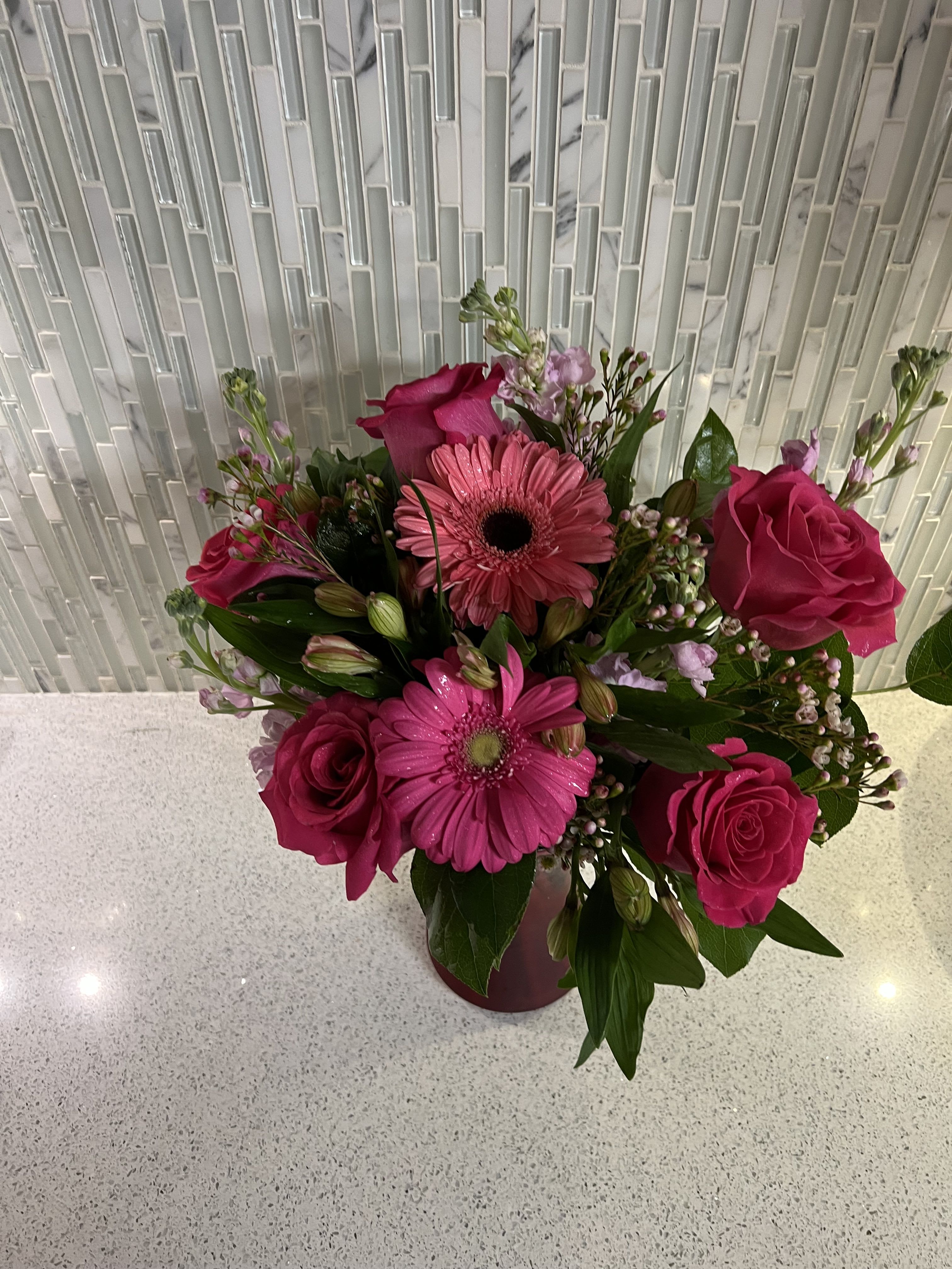 Pretty in Pink - Roses and Gerbs