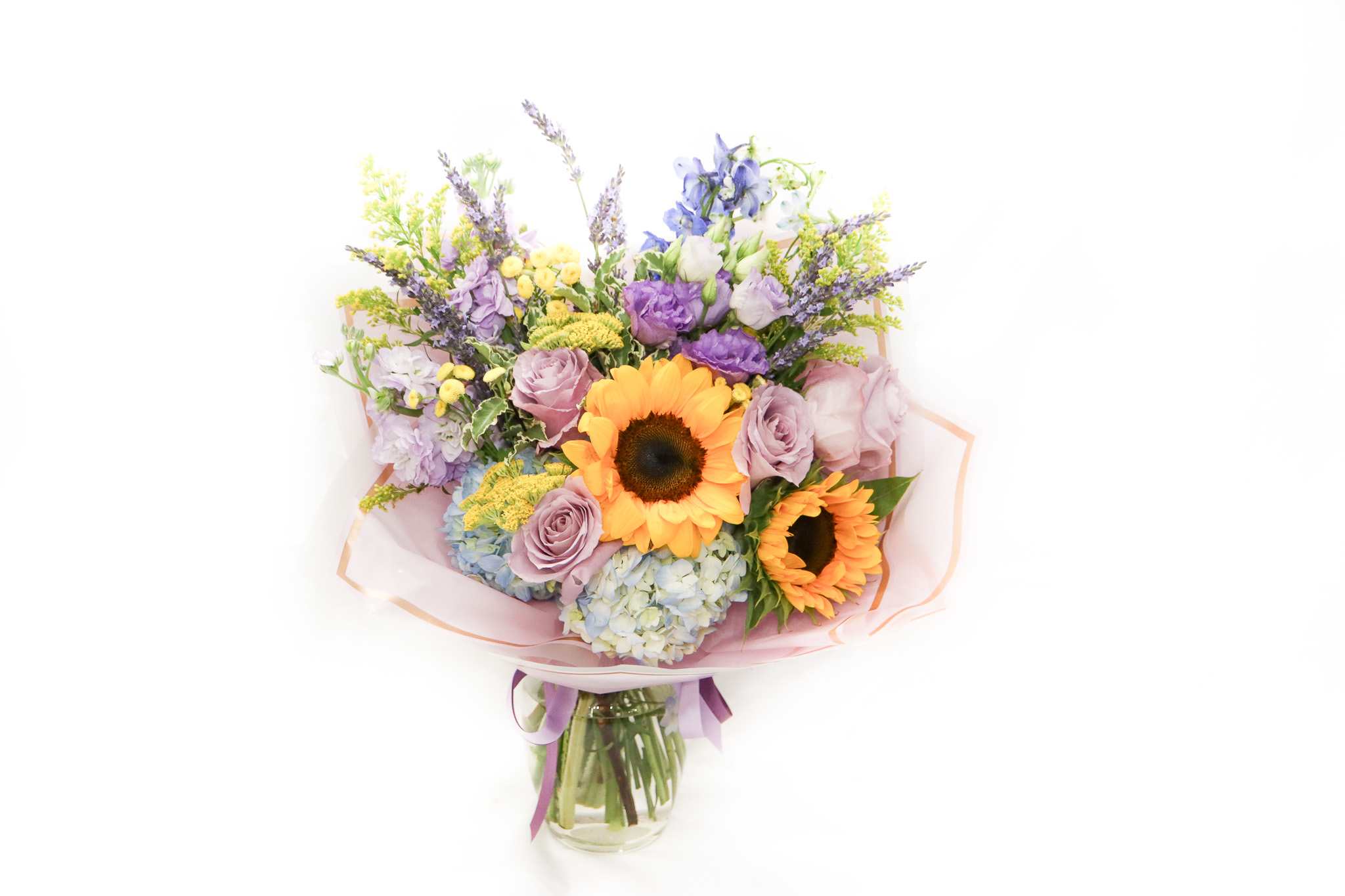 Sun-kissed - Sun-kissed  is one of the newest arrangement in our summer collection, comes is a glass vase.
