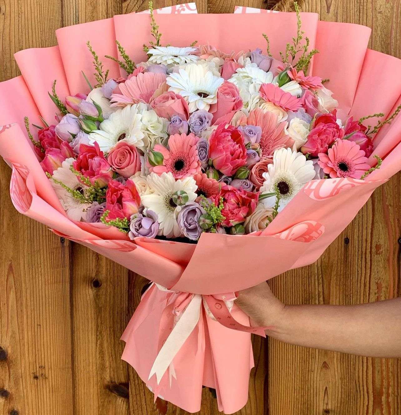 Pink Paradise Bouquet Pink Paradise Bouquet - Pretty mix of gerberas and roses with a perfect touch of pink!