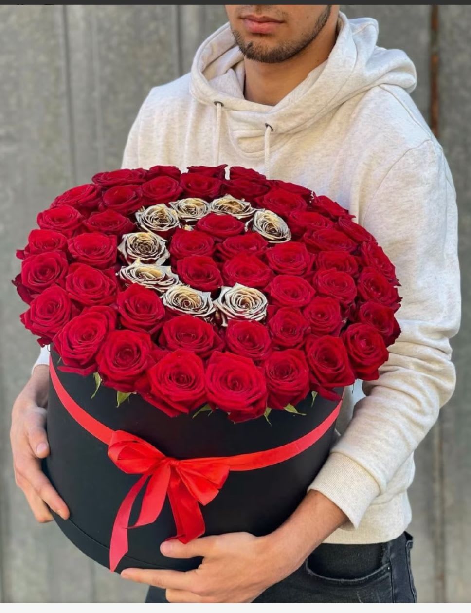 Celebrity Box - A stunning hat box of pave red roses With a custom lettering in any color available 