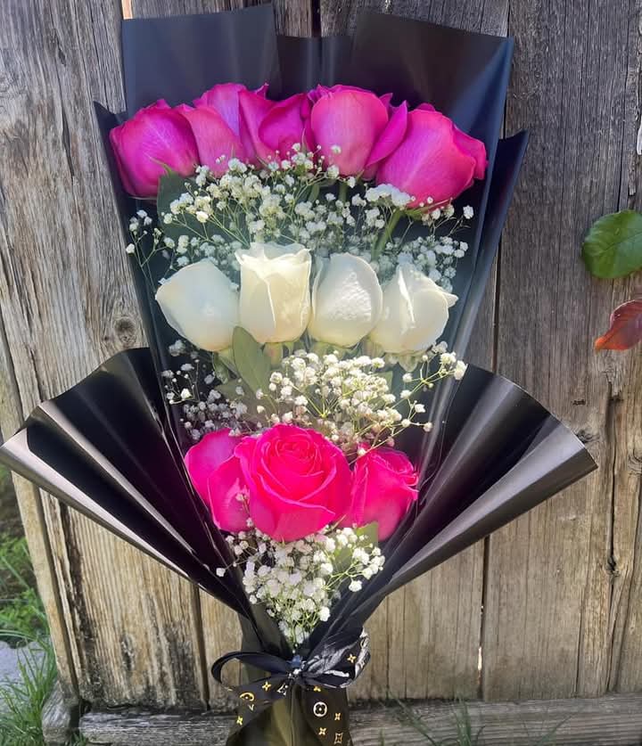 Pnk and white roses - Pnk and white roses wrapped 