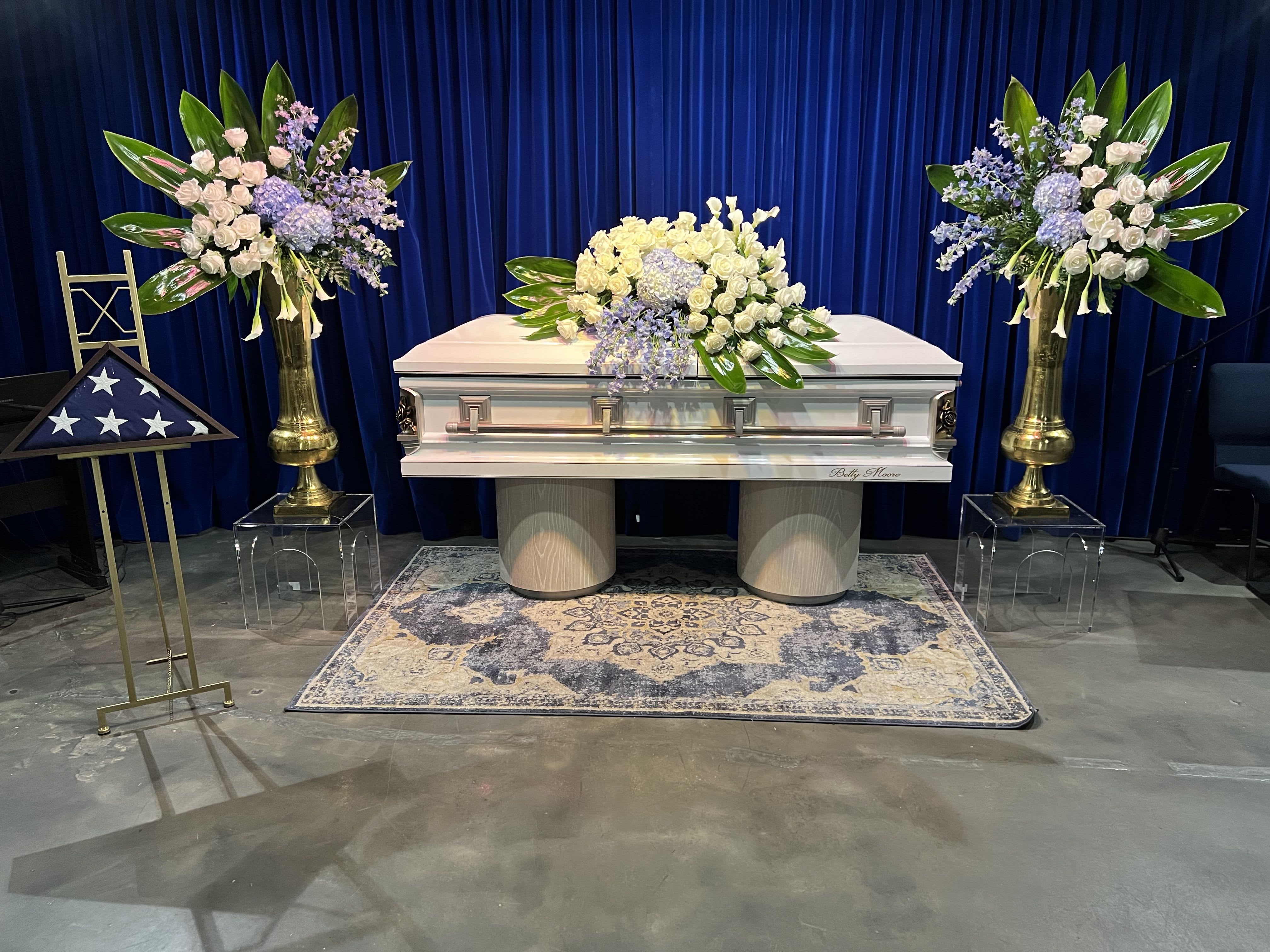 Final Salute by Art of Remembrance Final Salute by Art of Remembrance - Roses, hydrangeas, blue delphiniums and more. Gathered to honor the life and service of a fallen veteran. This arrangement is design to bring comfort and a sense of gratitude for a life of service.