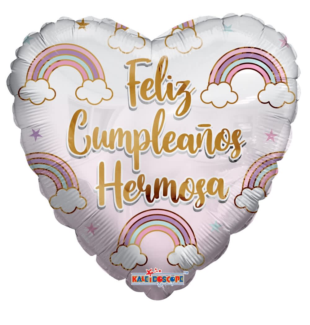 Feliz Cumpleaños Hermosa - (Spanish) - Balloon - FELIZ CUMPLEAÑOS HERMOSA  18&quot; INCH HELIUM-FILLED MYLAR BALLOON QTY. 1