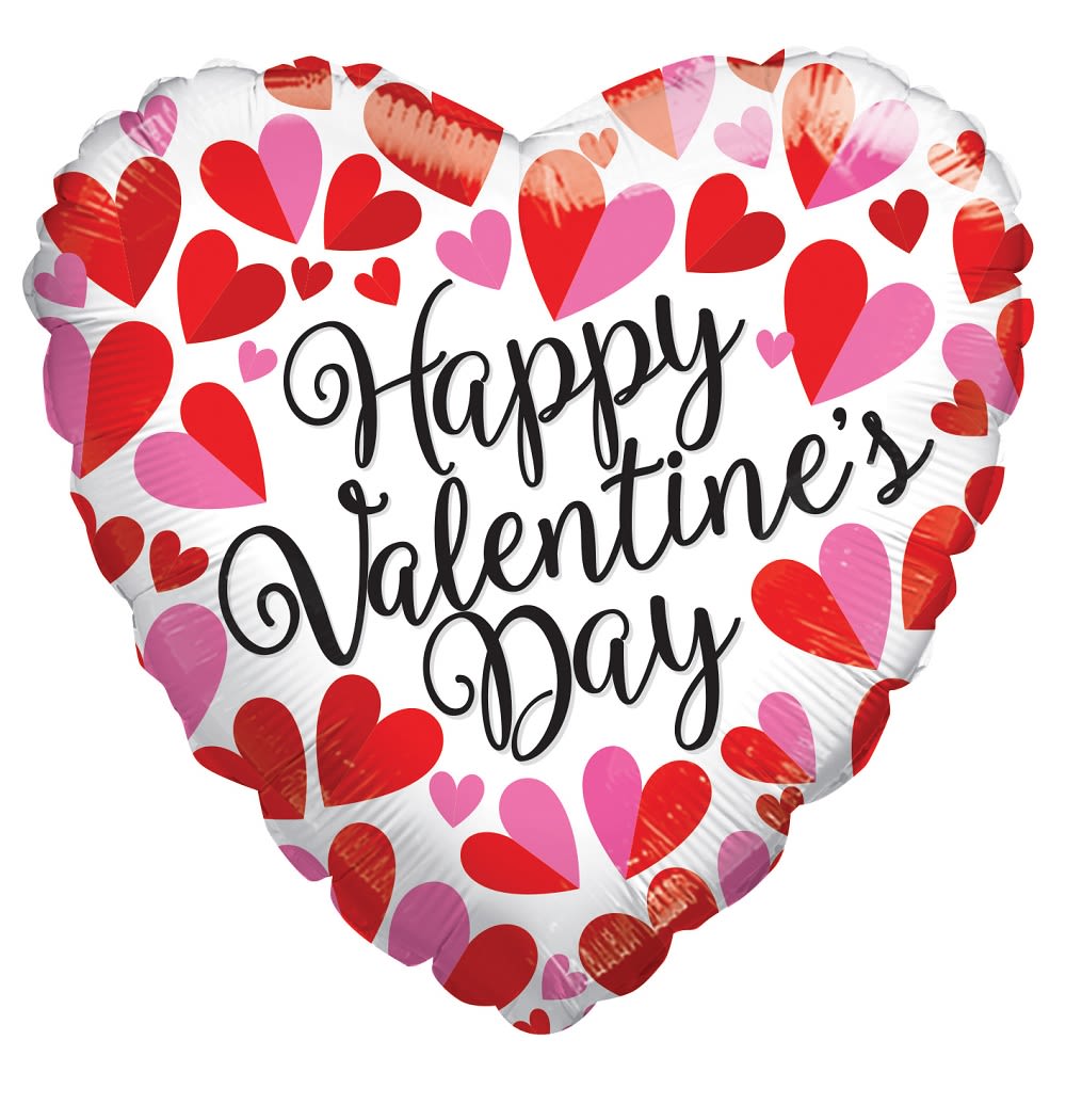 Happy Valentine's Day - White Heart - Balloon - HAPPY VALENTINE'S DAY 18&quot;INCH HELIUM FILLED MYLAR BALLOON QTY. 1