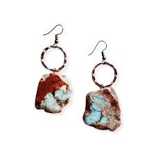 Aqua Terra Chunky Dangle Earrings - Aqua Terra Chunky Earrings Earrings feature chunks of turquoise on copper hooks. Stone will vary in size from 1&quot; up to 2&quot;