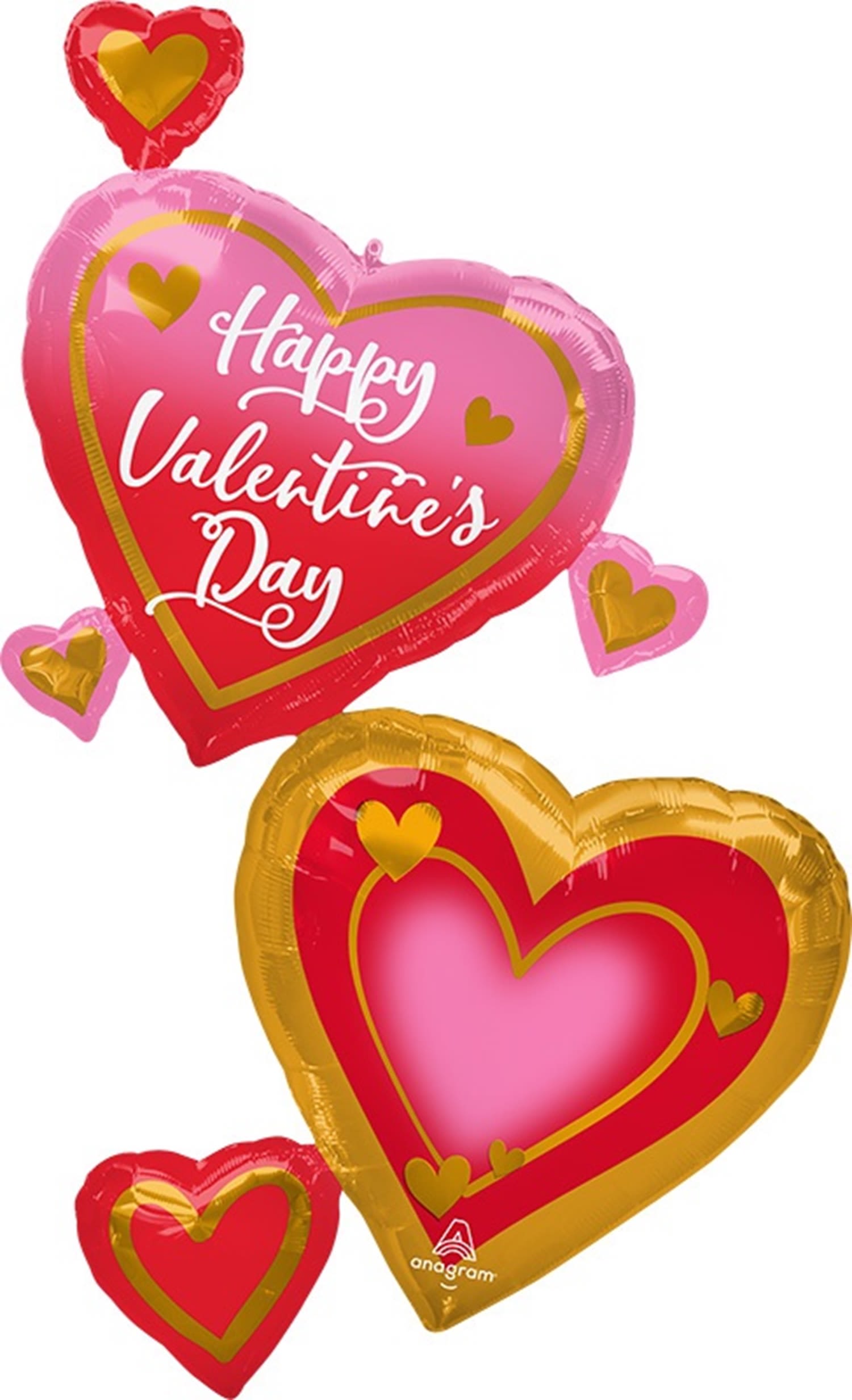 Happy Valentine's Day - Multi Pink Gold Red - Jumbo - Balloon - HAPPY VALENTINE'S DAY 58&quot; INCH HELIUM FILLED BALLOON QTY. 1