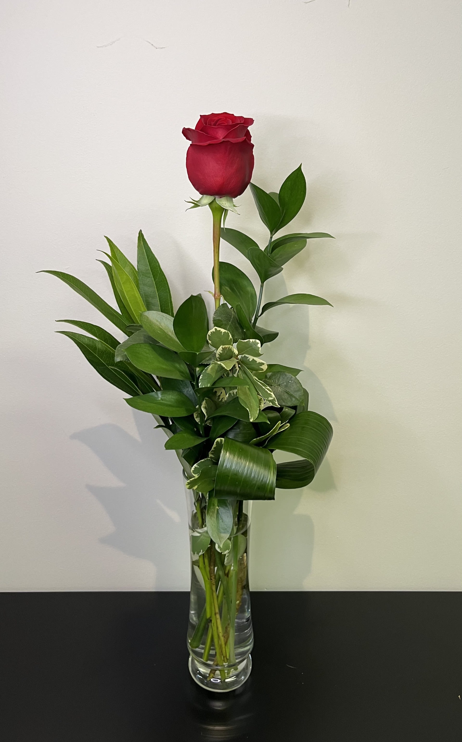 XO by Chasing Petals - Send a cute and sweet red rose bud vase to your love, your friend, or your relative for Valentine's day. Sending this arrangement is a lovely gesture and shows that you are thinking of them without breaking the bank!  Approximate Dimensions: 5&quot;D x 15&quot;H