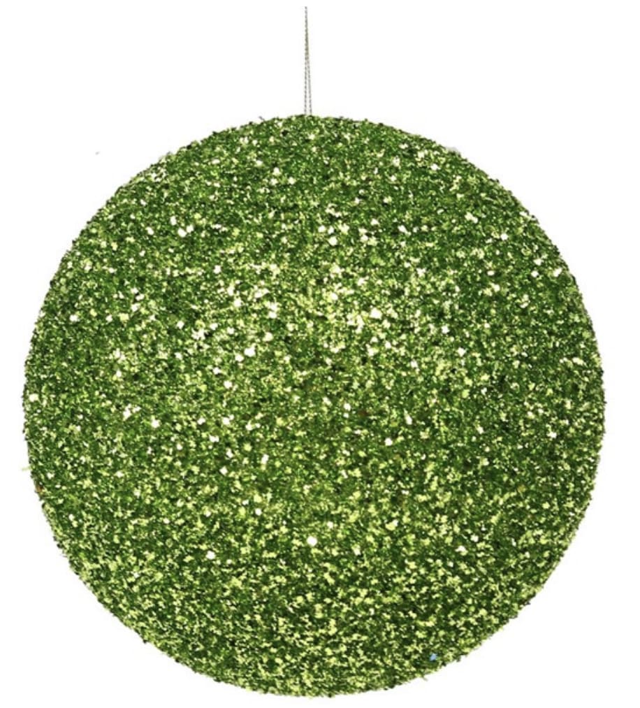 200MM GLITTER BALL ORNAMENT 200MM GLITTER BALL ORNAMENT - Color: LIME Material: Styrofoam/Glitter