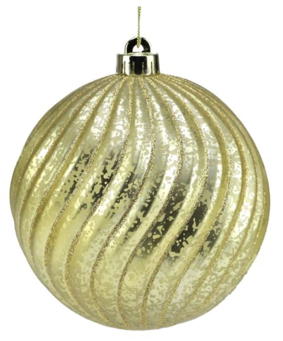 200MM ANTIQUE LOOK SWIRL BALL MATTE GOLD 200MM ANTIQUE LOOK SWIRL BALL MATTE GOLD - Color: MATTE GOLD Material: Plastic