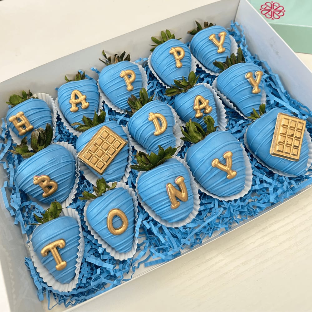 Blue chocolate covered strawberries discount