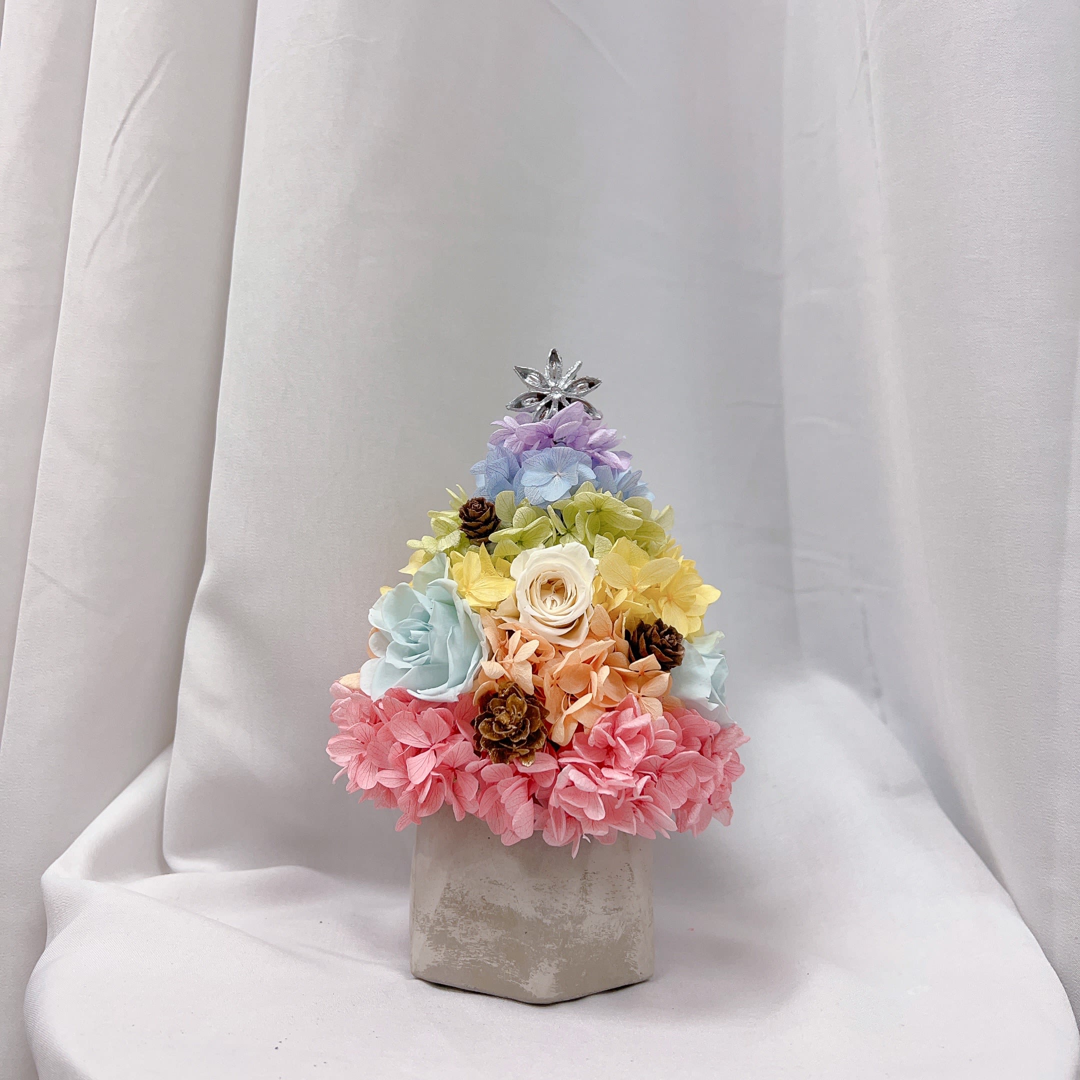 Christmas tree shaped preserved flowers mini plants - It’s a small plant which suitable for bedroom or office desk. Last for 1-3 years